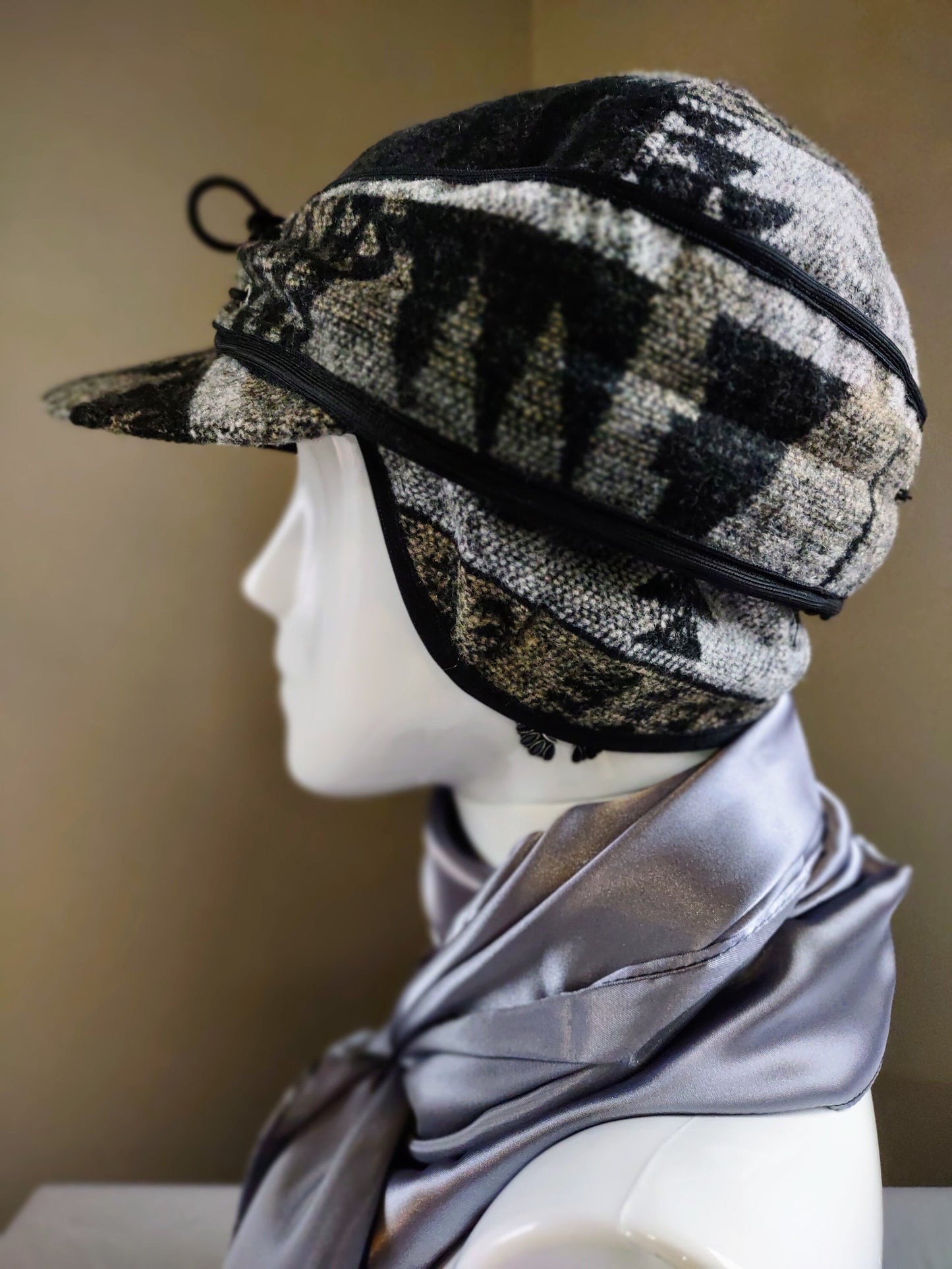 Stockman's Wool Hat Charcoal Grey Aztec Pattern Railroad cattleman's Cowboy winter hat Men's Women's