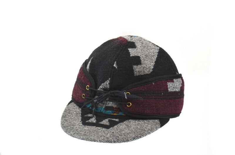 Stockman's Wool Hat BURGUNDY TEAL Aztec Pattern Railroad cattleman's Cowboy winter hat Men's Women's