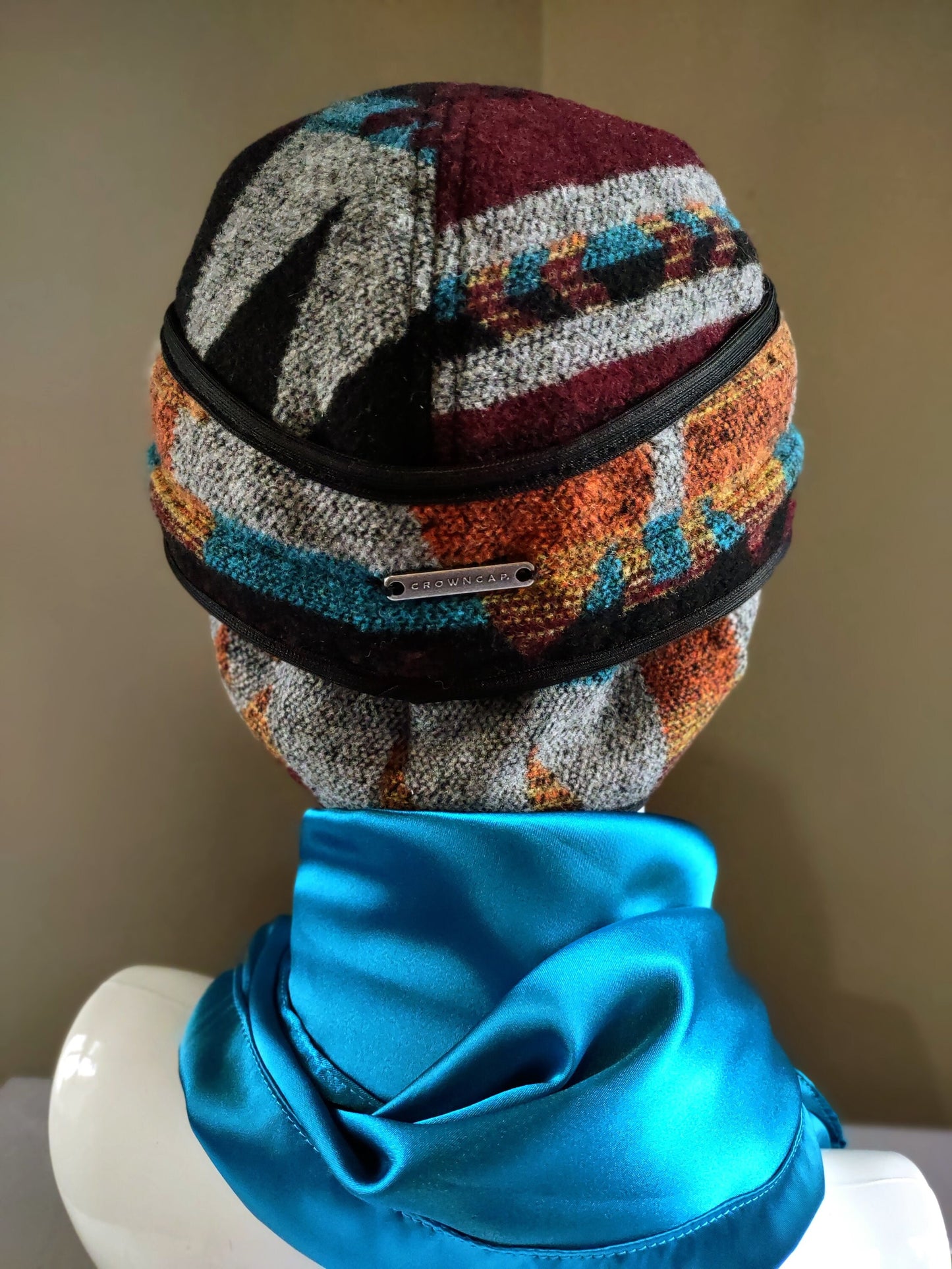 Stockman's Wool Hat BURGUNDY TEAL Aztec Pattern Railroad cattleman's Cowboy winter hat Men's Women's