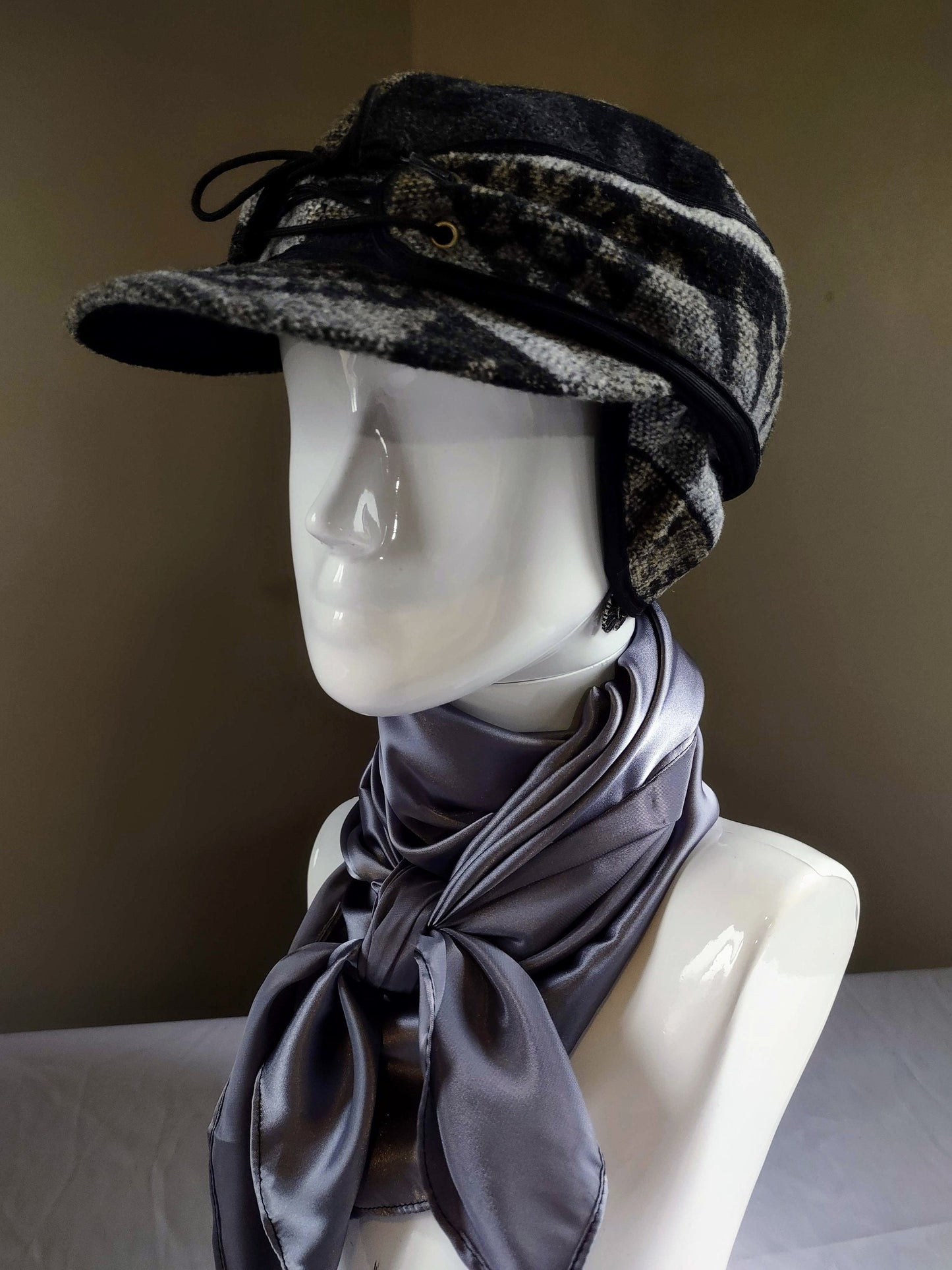 Stockman's Wool Hat Charcoal Grey Aztec Pattern Railroad cattleman's Cowboy winter hat Men's Women's