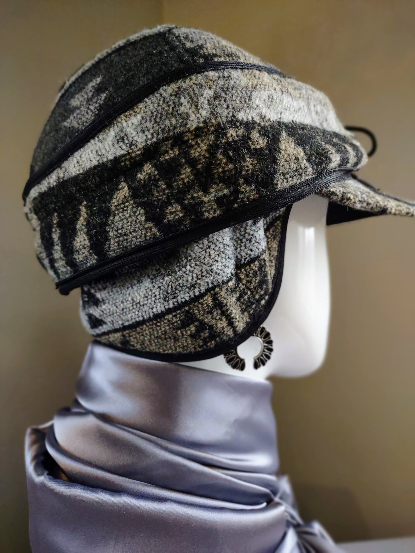 Stockman's Wool Hat Charcoal Grey Aztec Pattern Railroad cattleman's Cowboy winter hat Men's Women's