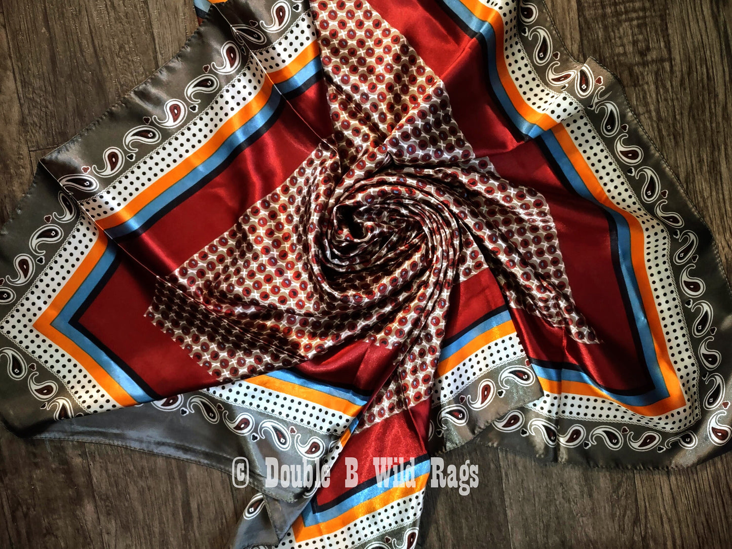 Wild Rag BARGAIN CORNER Motif center with Paisley Border Cowboy Western Neck Scarf by Double B Wild Rags