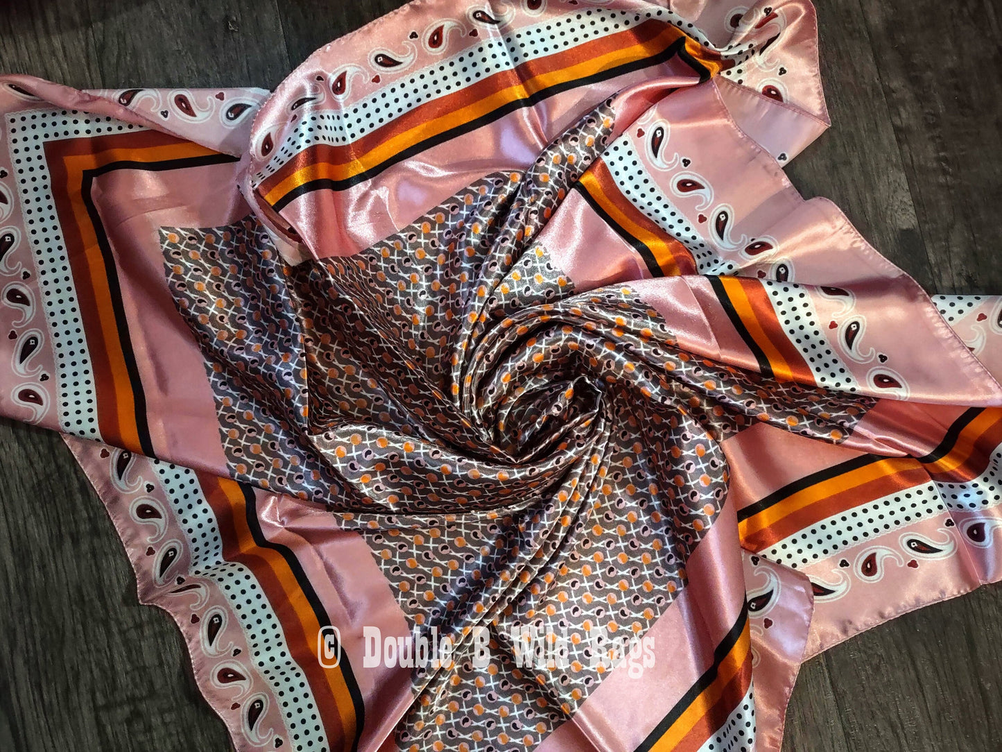 Wild Rag BARGAIN CORNER Motif center with Paisley Border Cowboy Western Neck Scarf by Double B Wild Rags