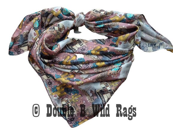 Wild Rag MISC 432 Collage Print "The World Needs More Cowgirls" Western Neck Scarf Bandanna by Double B Wild Rags