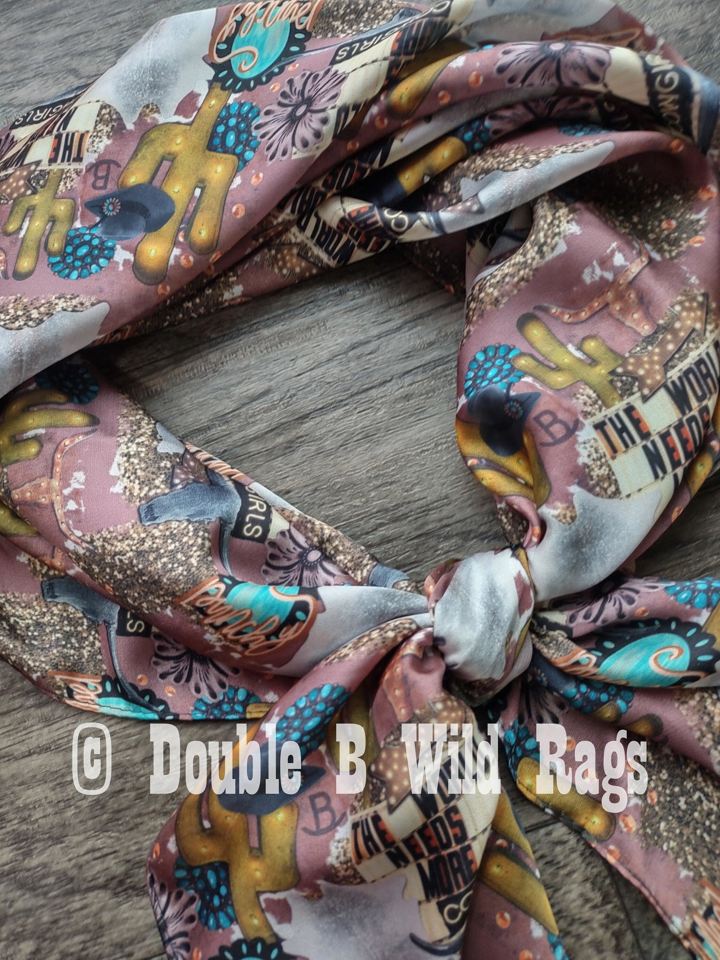 Wild Rag MISC 432 Collage Print "The World Needs More Cowgirls" Western Neck Scarf Bandanna by Double B Wild Rags