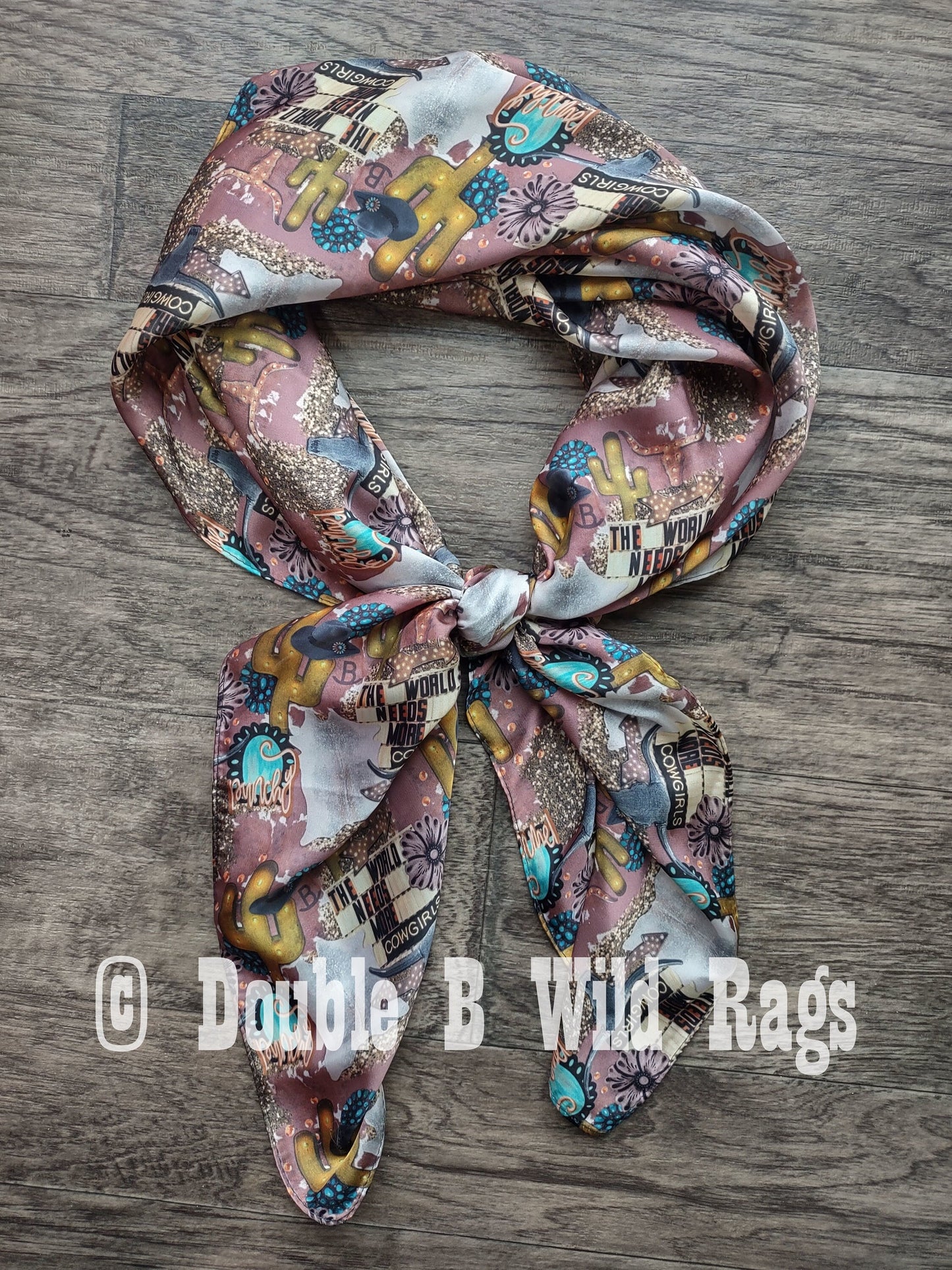 Wild Rag MISC 432 Collage Print "The World Needs More Cowgirls" Western Neck Scarf Bandanna by Double B Wild Rags