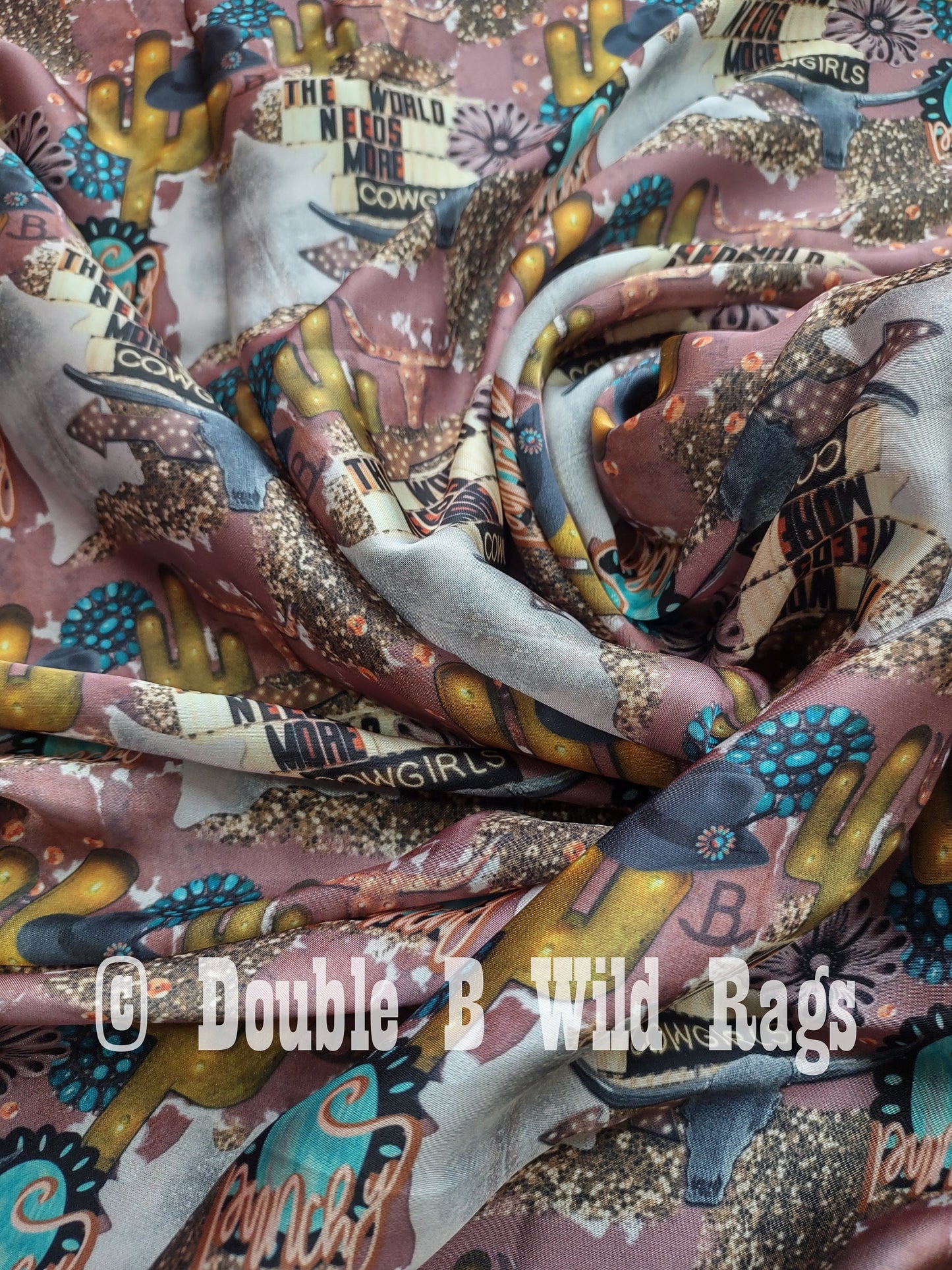 Wild Rag MISC 432 Collage Print "The World Needs More Cowgirls" Western Neck Scarf Bandanna by Double B Wild Rags