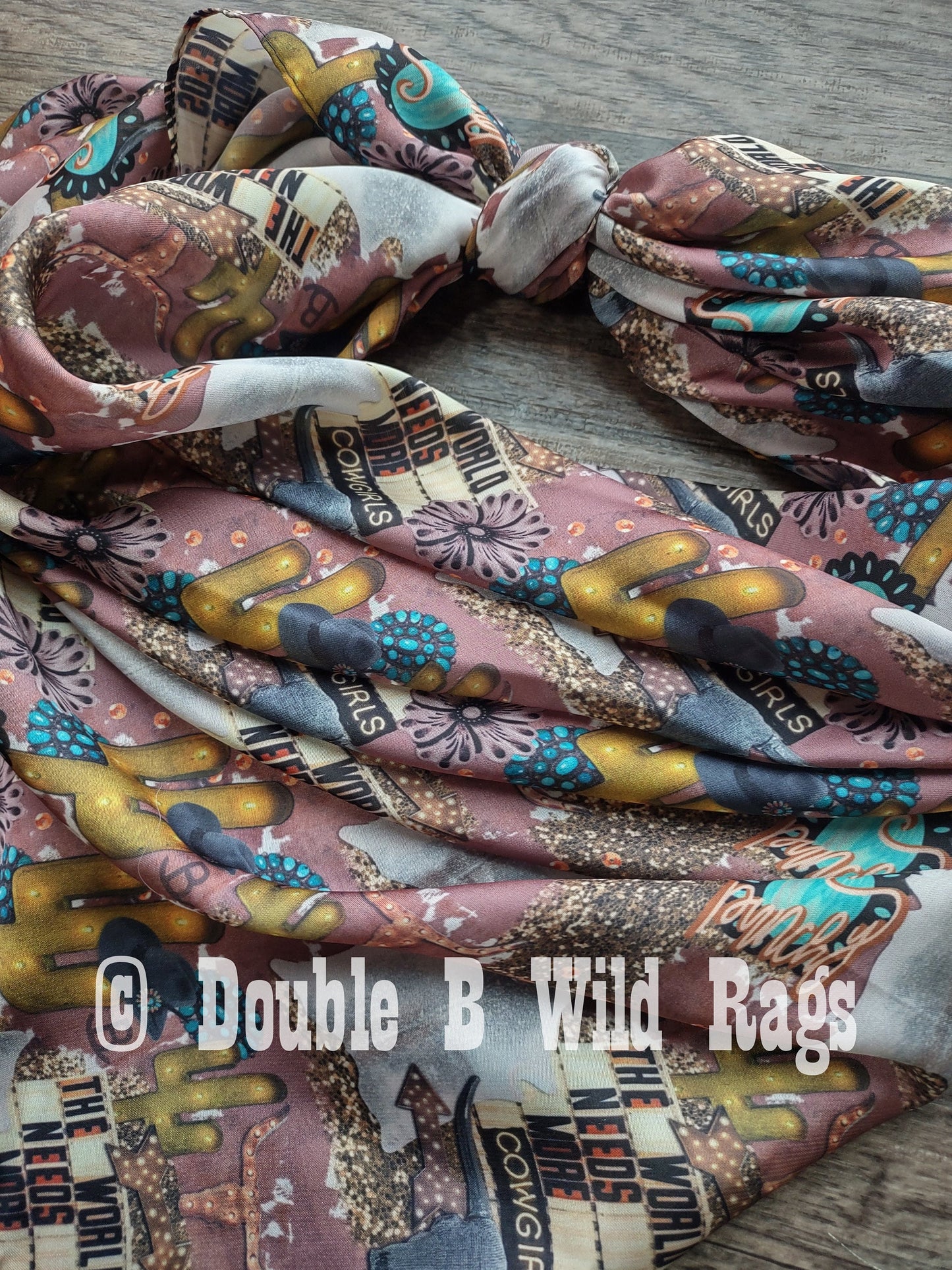 Wild Rag MISC 432 Collage Print "The World Needs More Cowgirls" Western Neck Scarf Bandanna by Double B Wild Rags