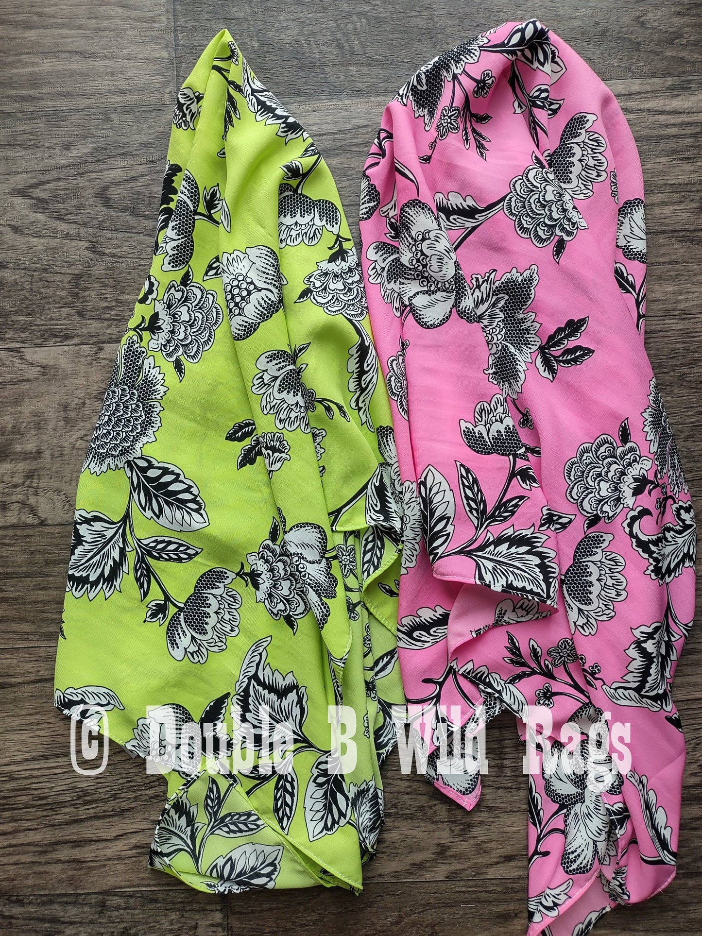 Wild Rag Floral 712 Neon Pink OR Lime Green Cowboy Western Neck Scarf Bandanna by Double B Wild Rags
