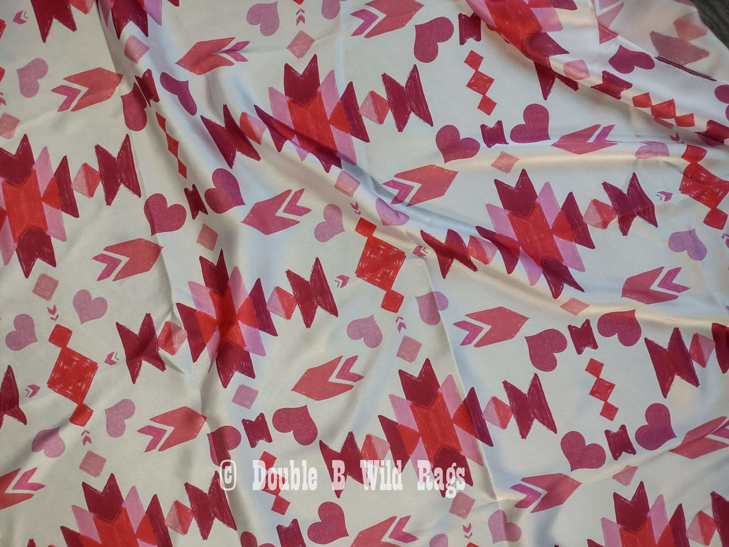 WILD RAG Valentine's Aztec Hearts Pink Red Cowboy Western Neck Scarf Bandanna by Double B Wild Rags