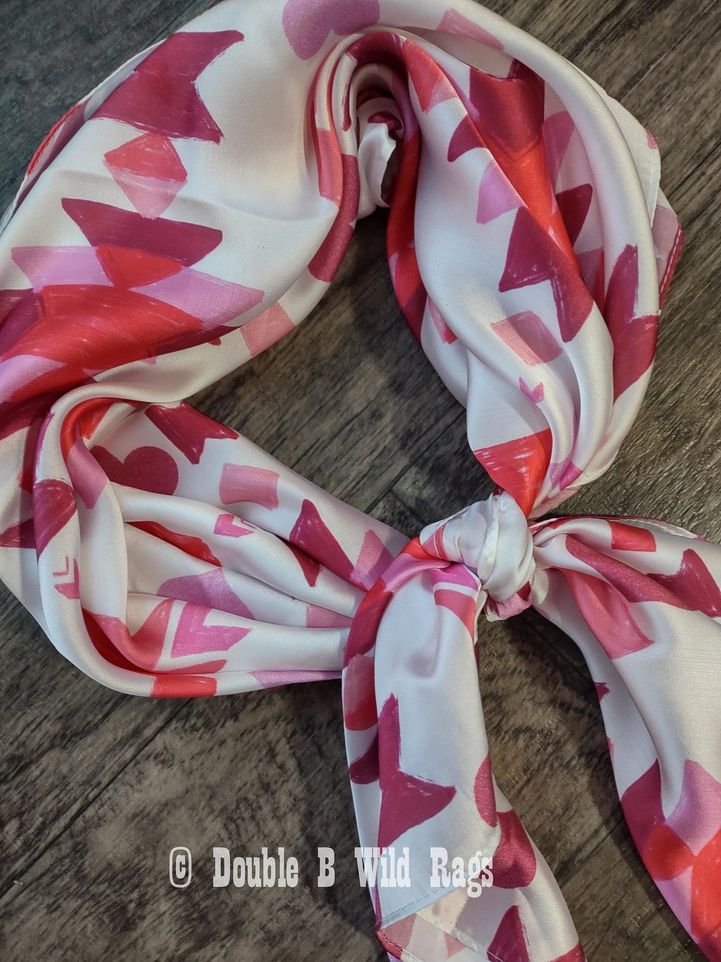 WILD RAG Valentine's Aztec Hearts Pink Red Cowboy Western Neck Scarf Bandanna by Double B Wild Rags