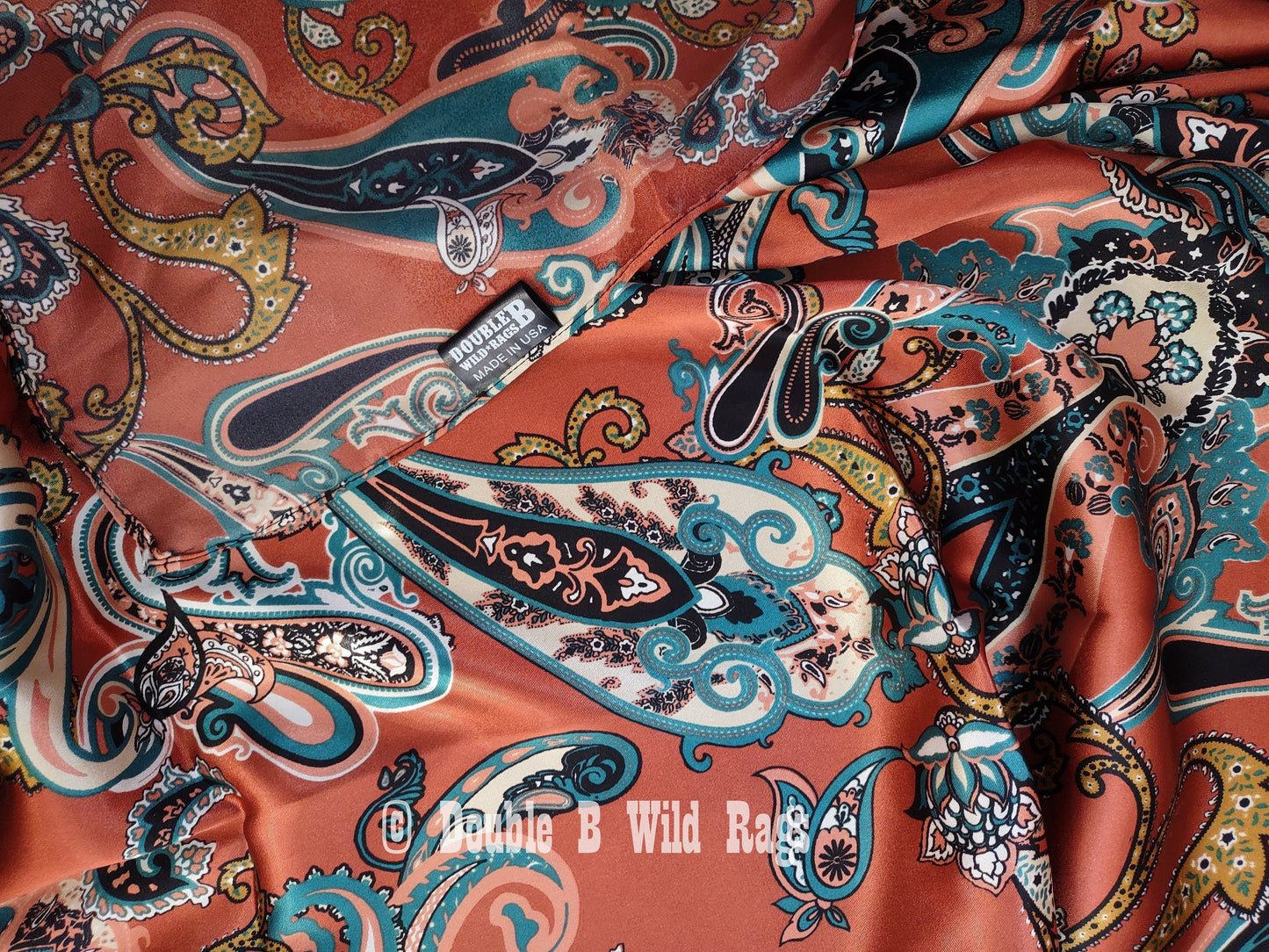 Wild Rag PAISLEY 144 Burnt Sienna Regal Paisley Cowboy Western Neck Scarf Bandanna by Double B Wild Rags
