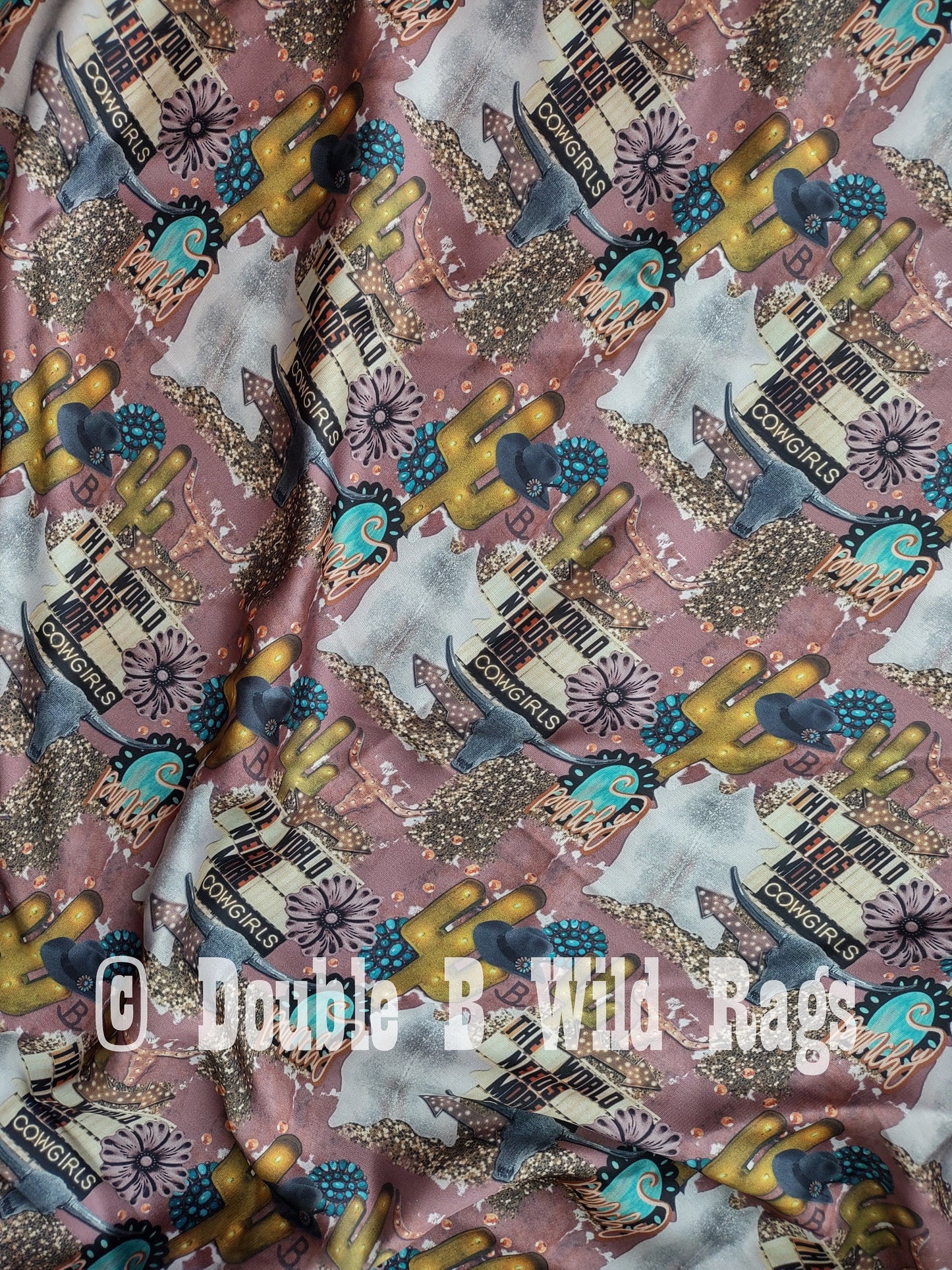 Wild Rag MISC 432 Collage Print "The World Needs More Cowgirls" Western Neck Scarf Bandanna by Double B Wild Rags