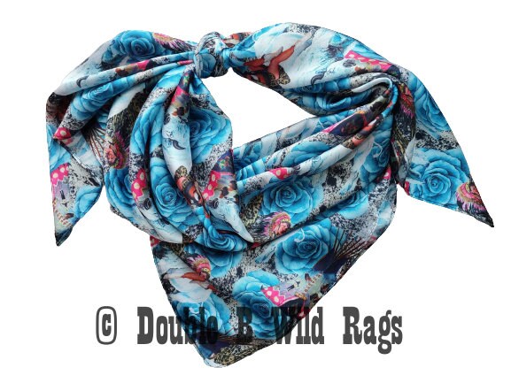 Wild Rag MISC 433 Turquoise Rose Pin Up Native Cowgirl White Buffalo Western Neck Scarf Bandanna by Double B Wild Rags