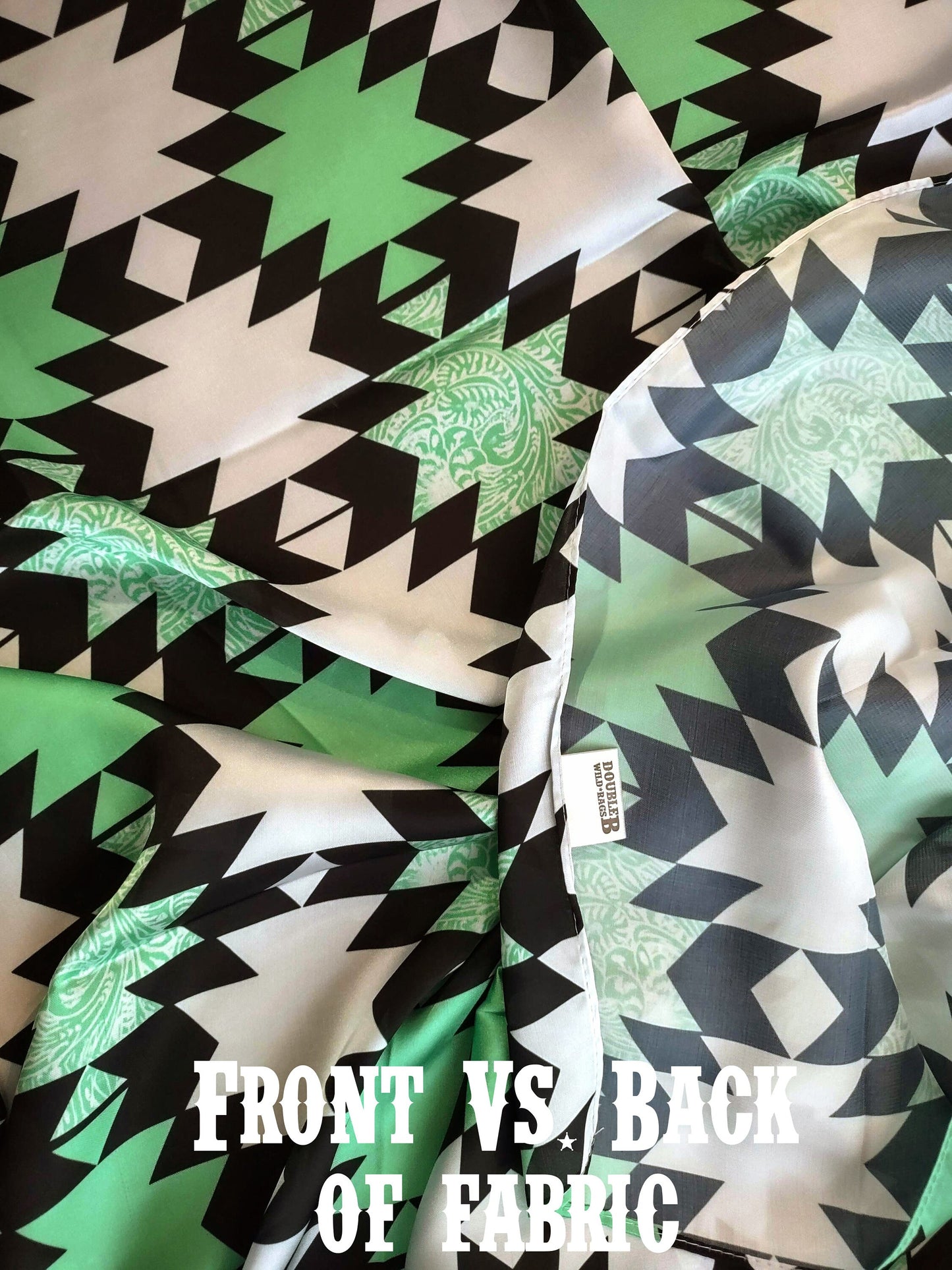 Wild Rag Light Mint Green Tooling, Black, and White tribal Cowboy Western Neck Scarf Bandanna by Double B Wild Rags