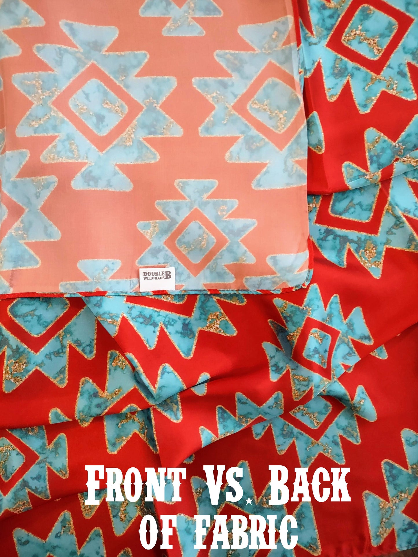 Wild Rag AZTEC 921 Red, Turquoise, and Gold Aztec Cowboy Western Neck Scarf Bandanna by Double B Wild Rags