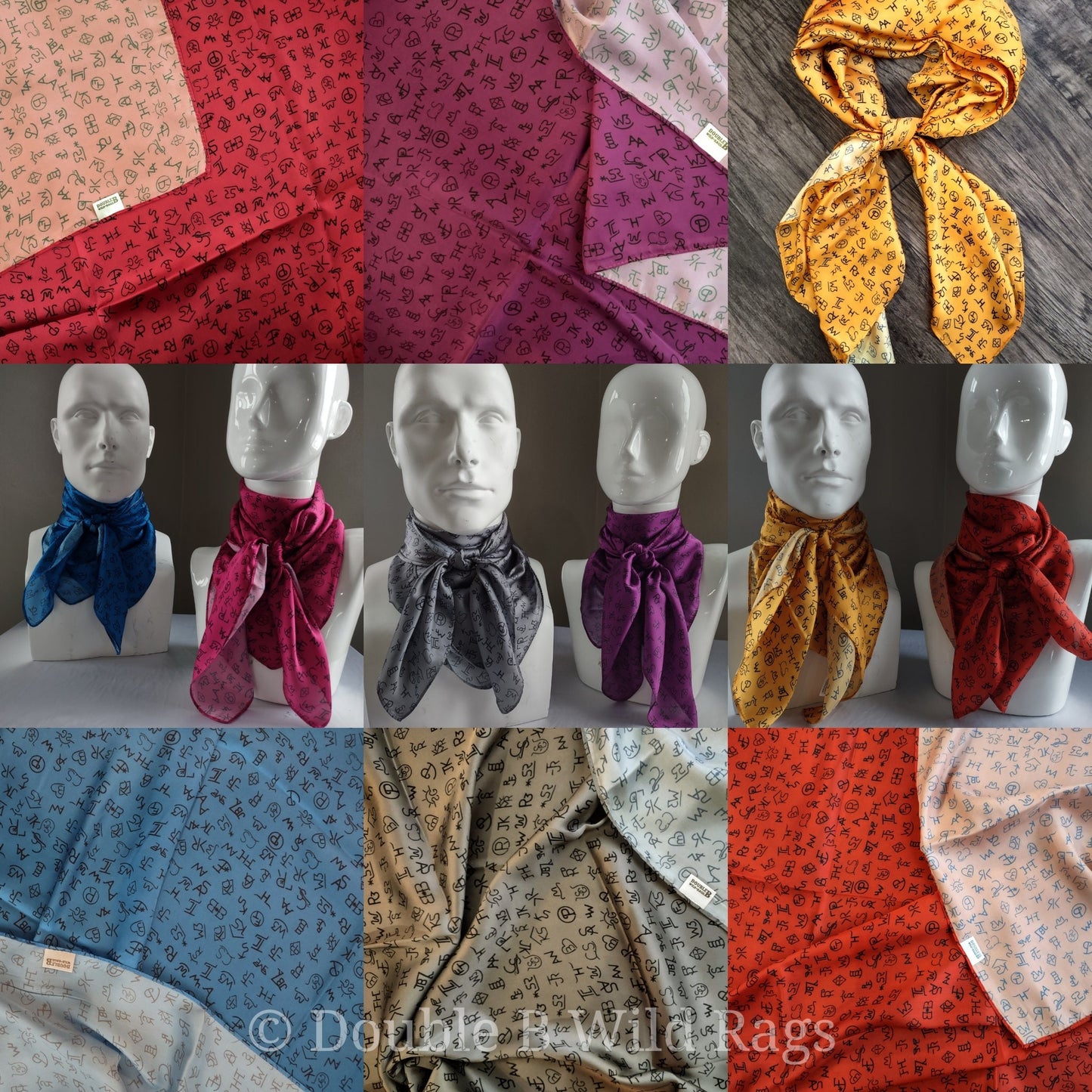 Wild Rag MISC 436 Livestock Scattered Brands Cowboy Western Neck Scarf Bandanna by Double B Wild Rags