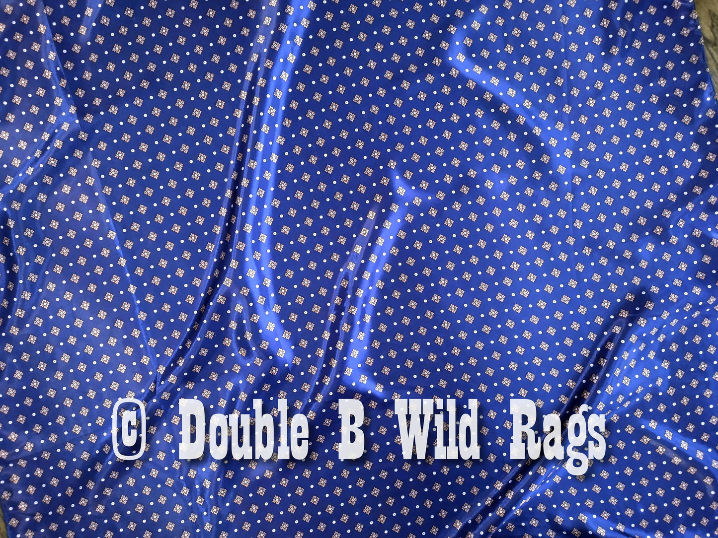 WILD RAG MISC 439 Blue with Light Pink Motif Cowboy Western Neck Scarf Bandanna by Double B Wild Rags