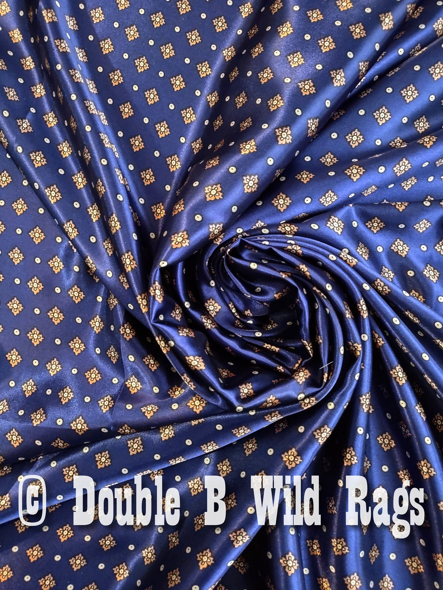 WILD RAG MISC 439 Blue with Light Pink Motif Cowboy Western Neck Scarf Bandanna by Double B Wild Rags