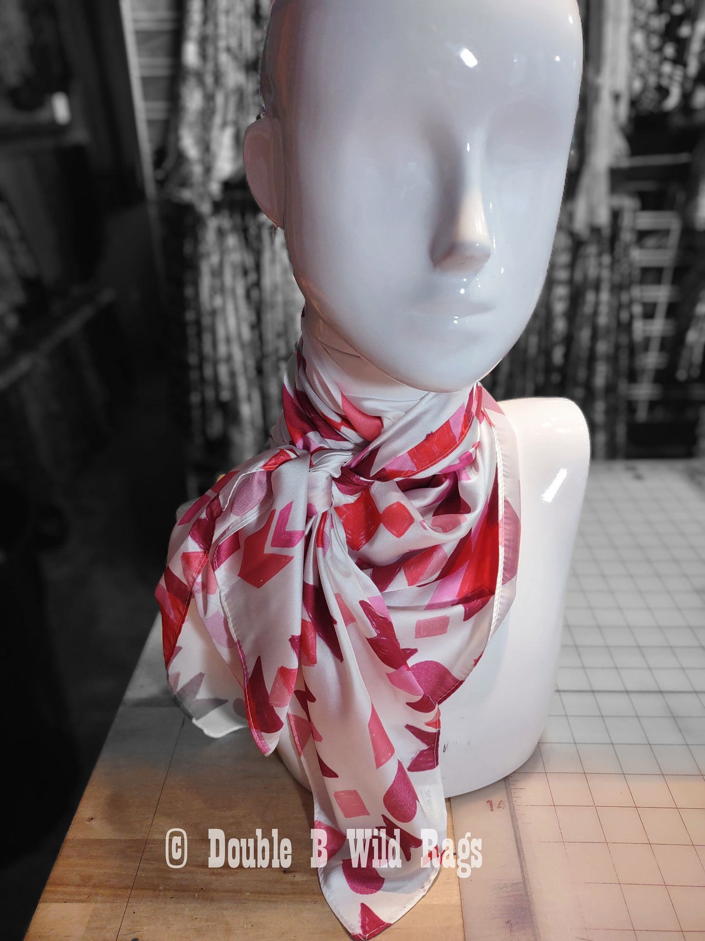 WILD RAG Valentine's Aztec Hearts Pink Red Cowboy Western Neck Scarf Bandanna by Double B Wild Rags