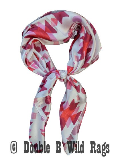 WILD RAG Valentine's Aztec Hearts Pink Red Cowboy Western Neck Scarf Bandanna by Double B Wild Rags