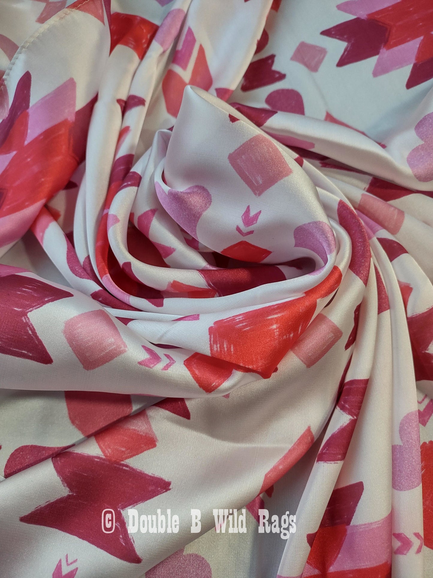 WILD RAG Valentine's Aztec Hearts Pink Red Cowboy Western Neck Scarf Bandanna by Double B Wild Rags