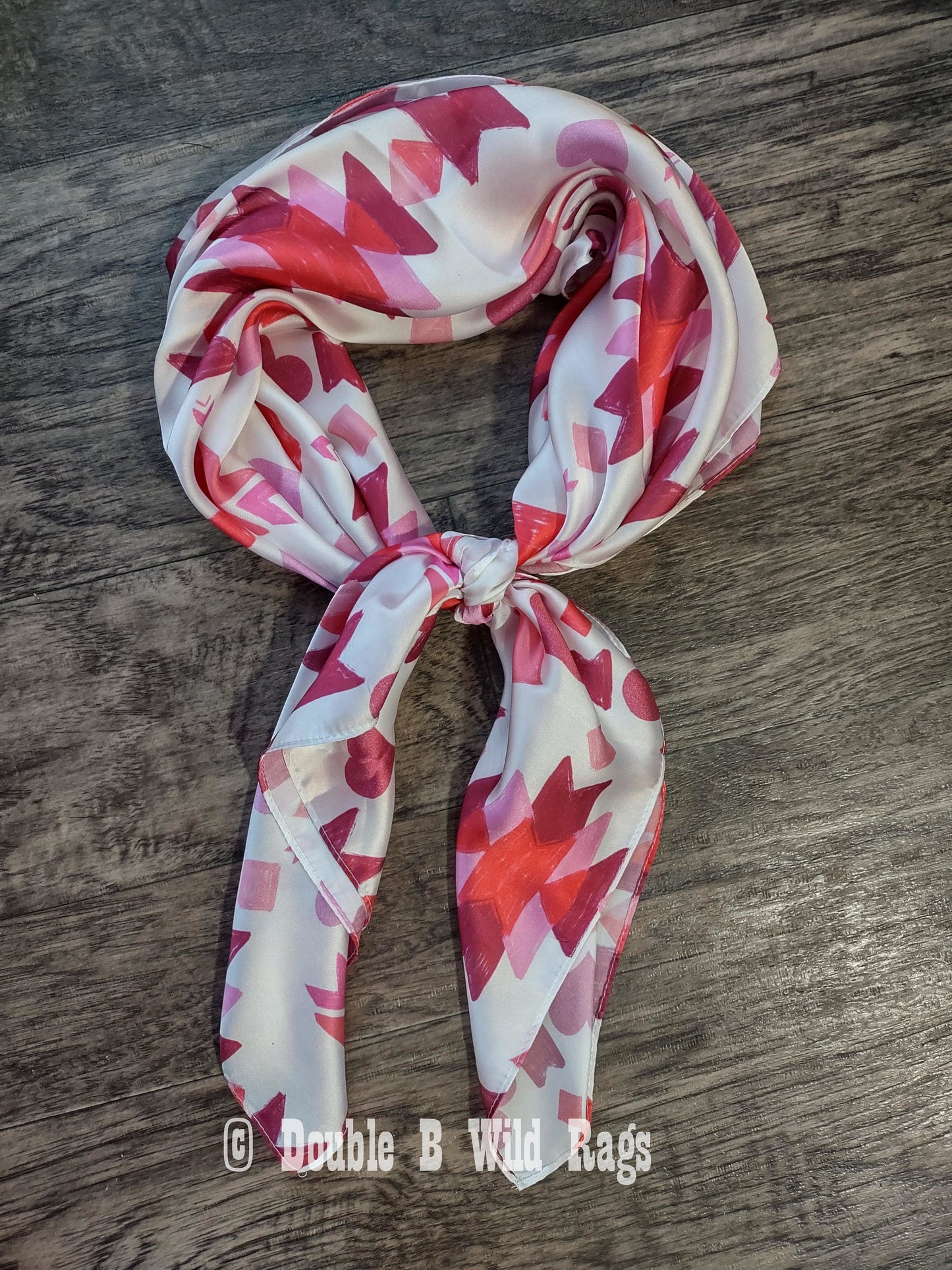 WILD RAG Valentine's Aztec Hearts Pink Red Cowboy Western Neck Scarf Bandanna by Double B Wild Rags