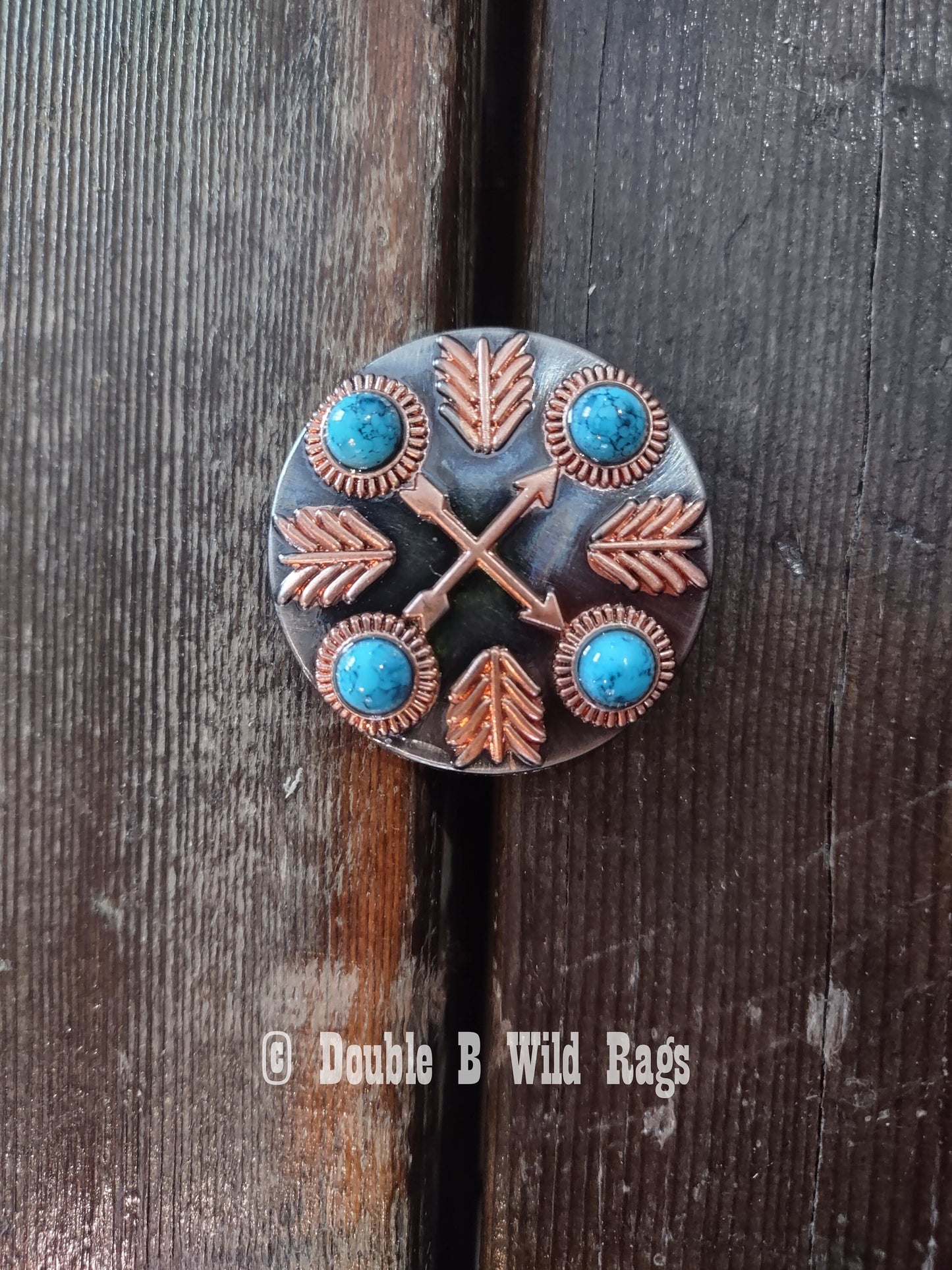 WILD RAG SLIDE Copper round with Turquoise bead accent and Arrows by Double B Wild Rags