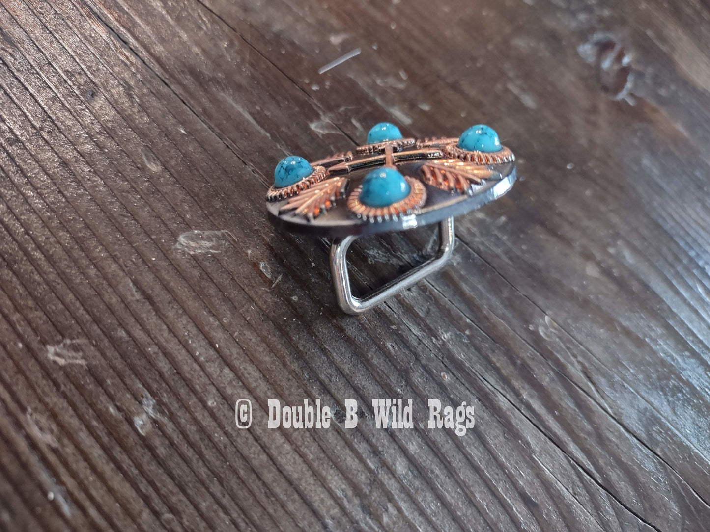 WILD RAG SLIDE Copper round with Turquoise bead accent and Arrows by Double B Wild Rags