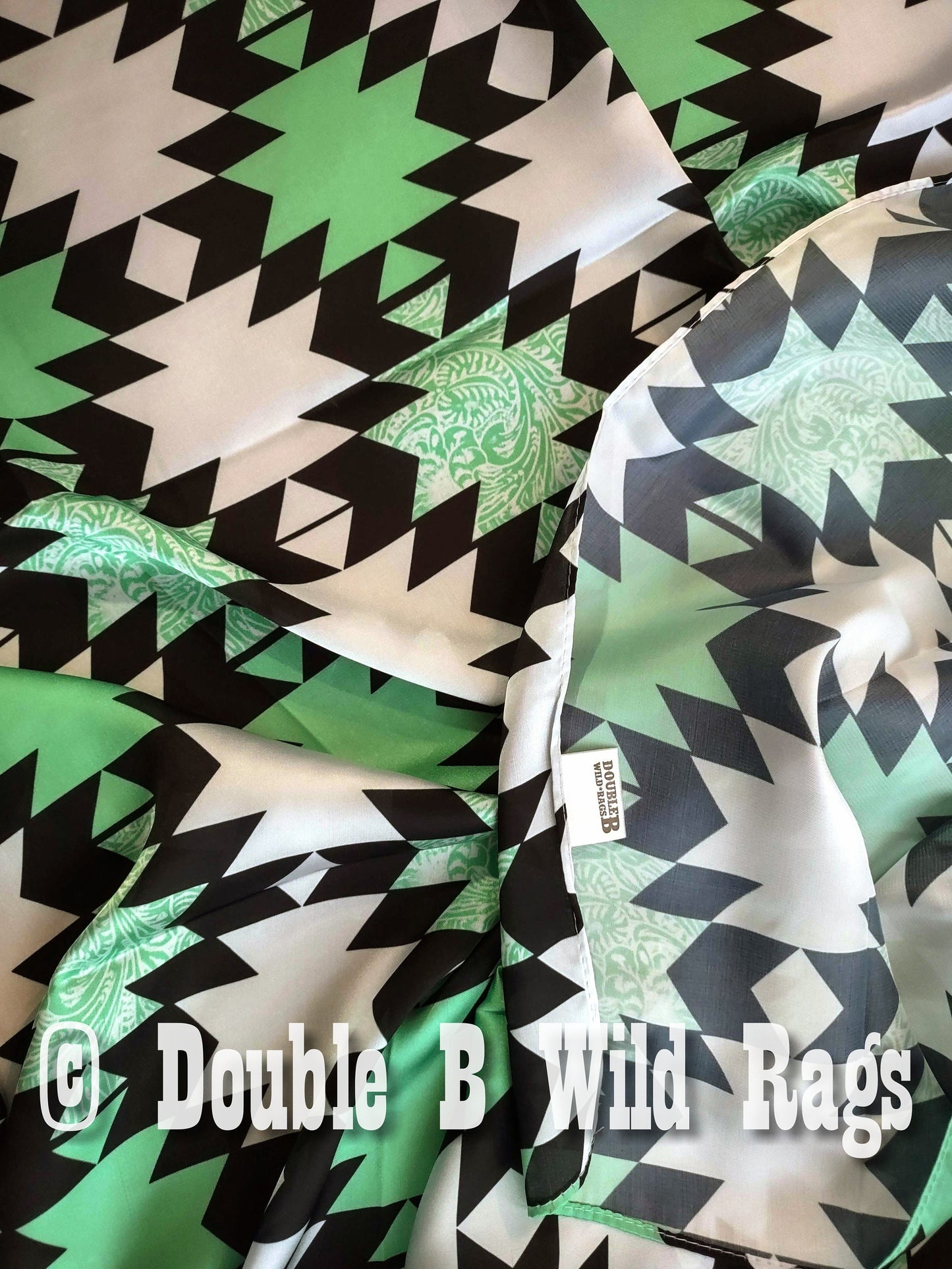 Wild Rag Light Mint Green Tooling, Black, and White tribal Cowboy Western Neck Scarf Bandanna by Double B Wild Rags