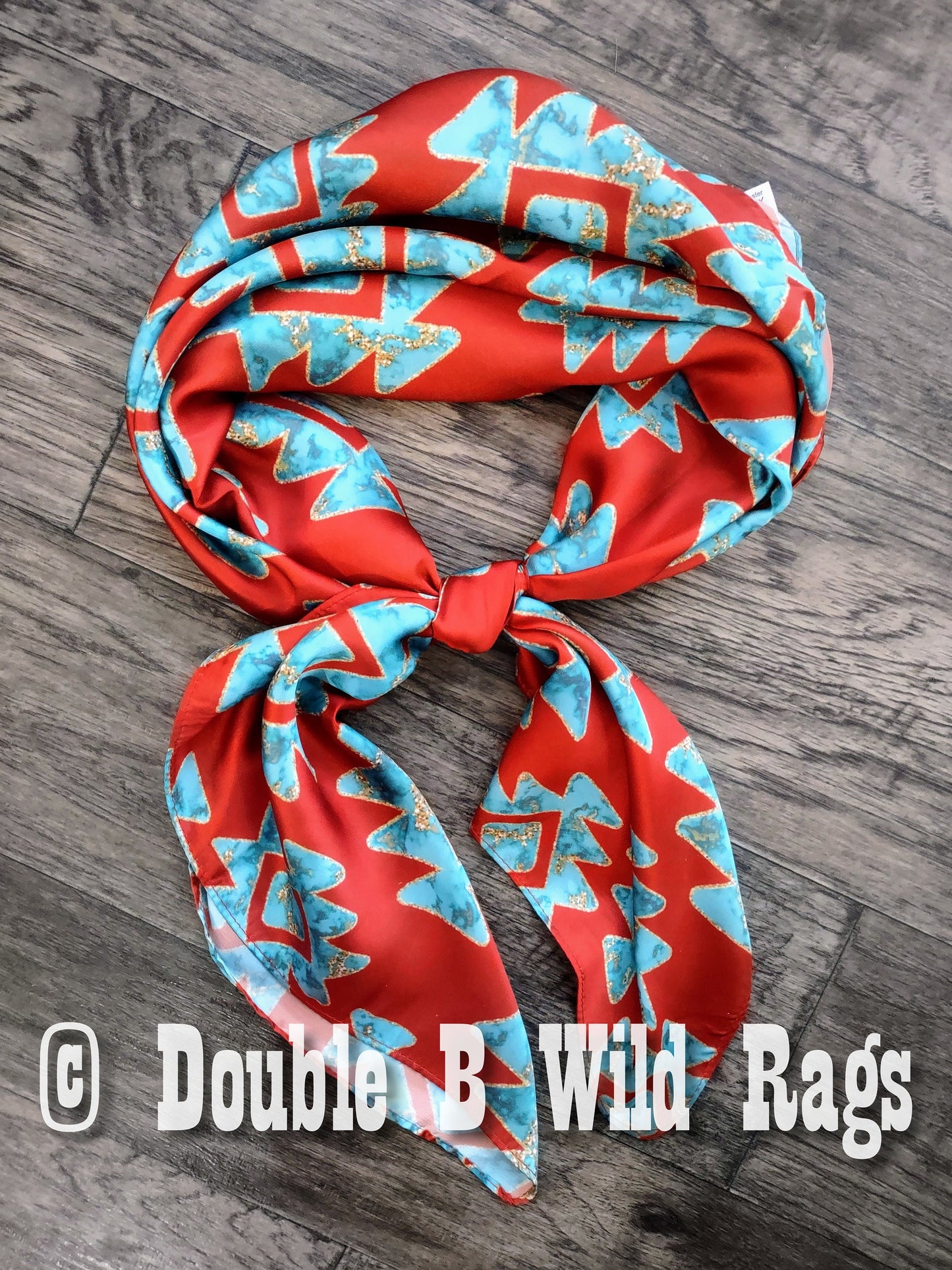 Wild Rag AZTEC 921 Red, Turquoise, and Gold Aztec Cowboy Western Neck Scarf Bandanna by Double B Wild Rags