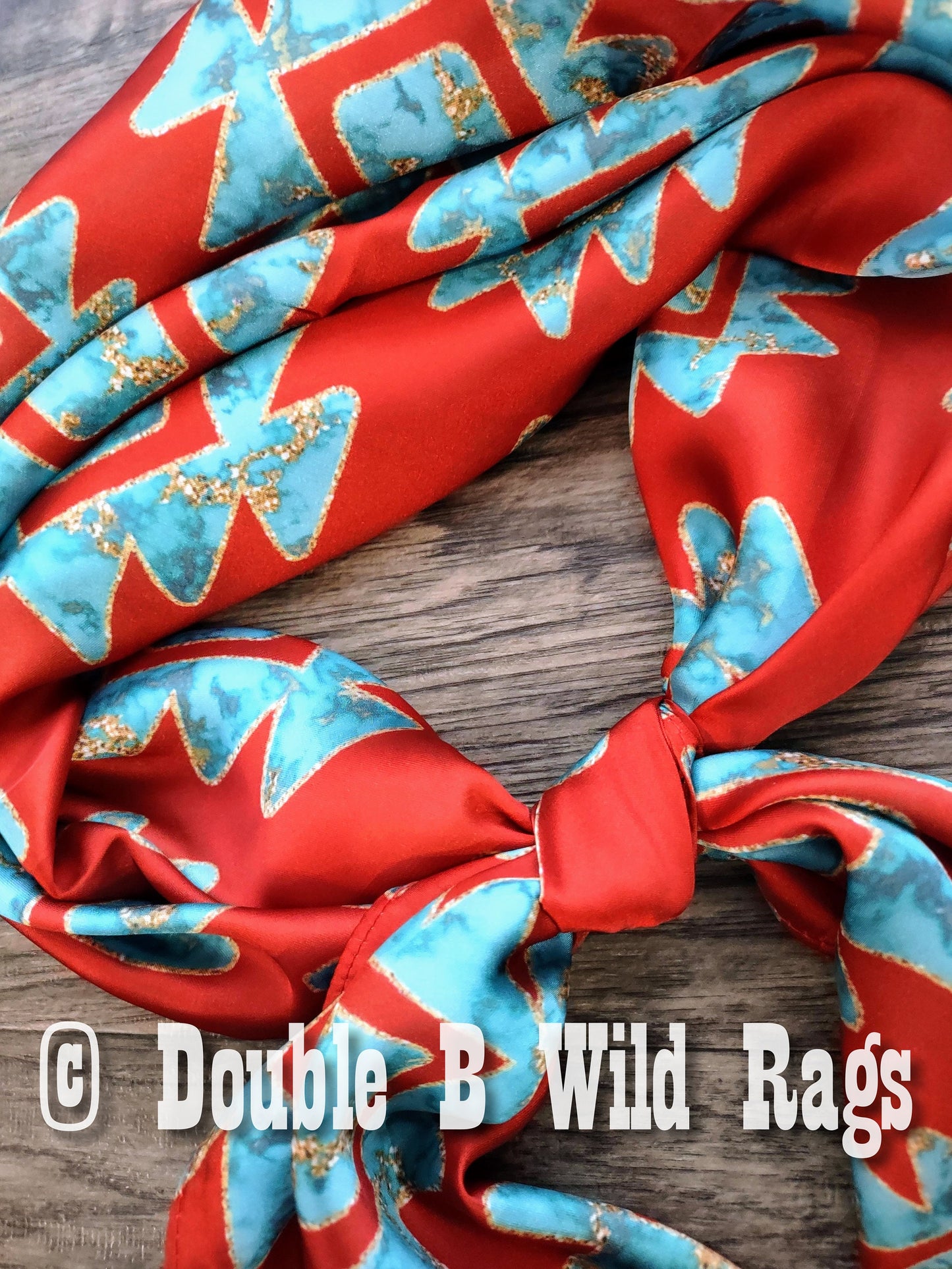 Wild Rag AZTEC 921 Red, Turquoise, and Gold Aztec Cowboy Western Neck Scarf Bandanna by Double B Wild Rags