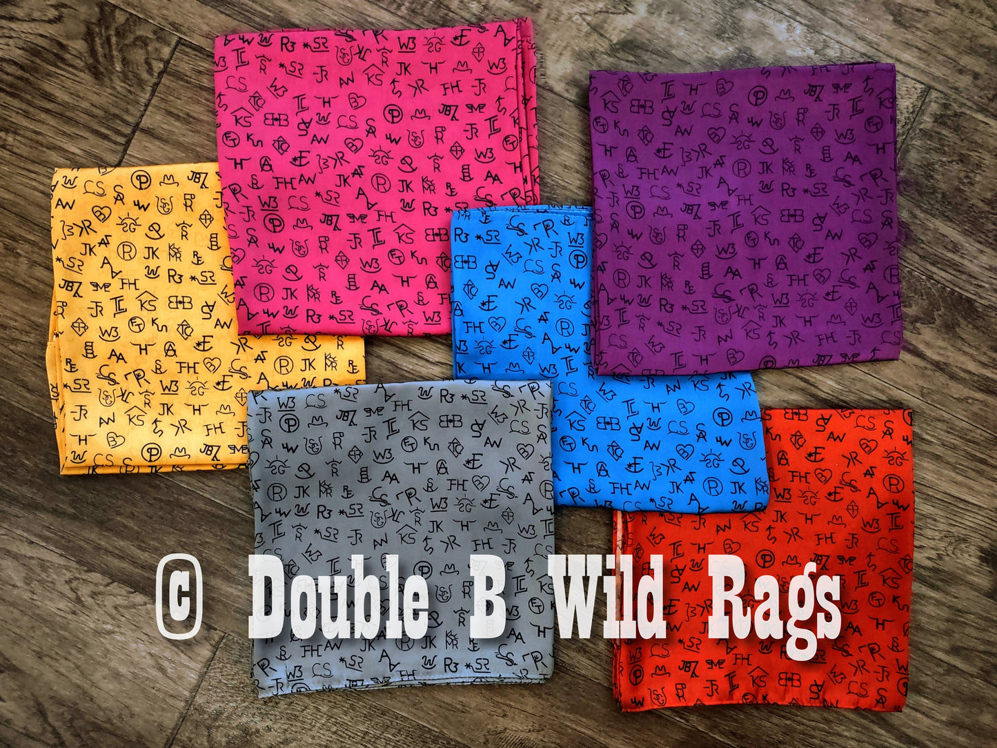 Wild Rag MISC 436 Livestock Scattered Brands Cowboy Western Neck Scarf Bandanna by Double B Wild Rags