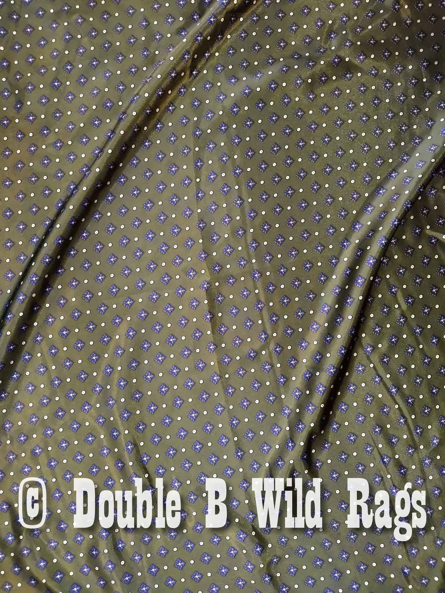 WILD RAG MISC 437 Hunter Green with Blue Motif Cowboy Western Neck Scarf Bandanna by Double B Wild Rags