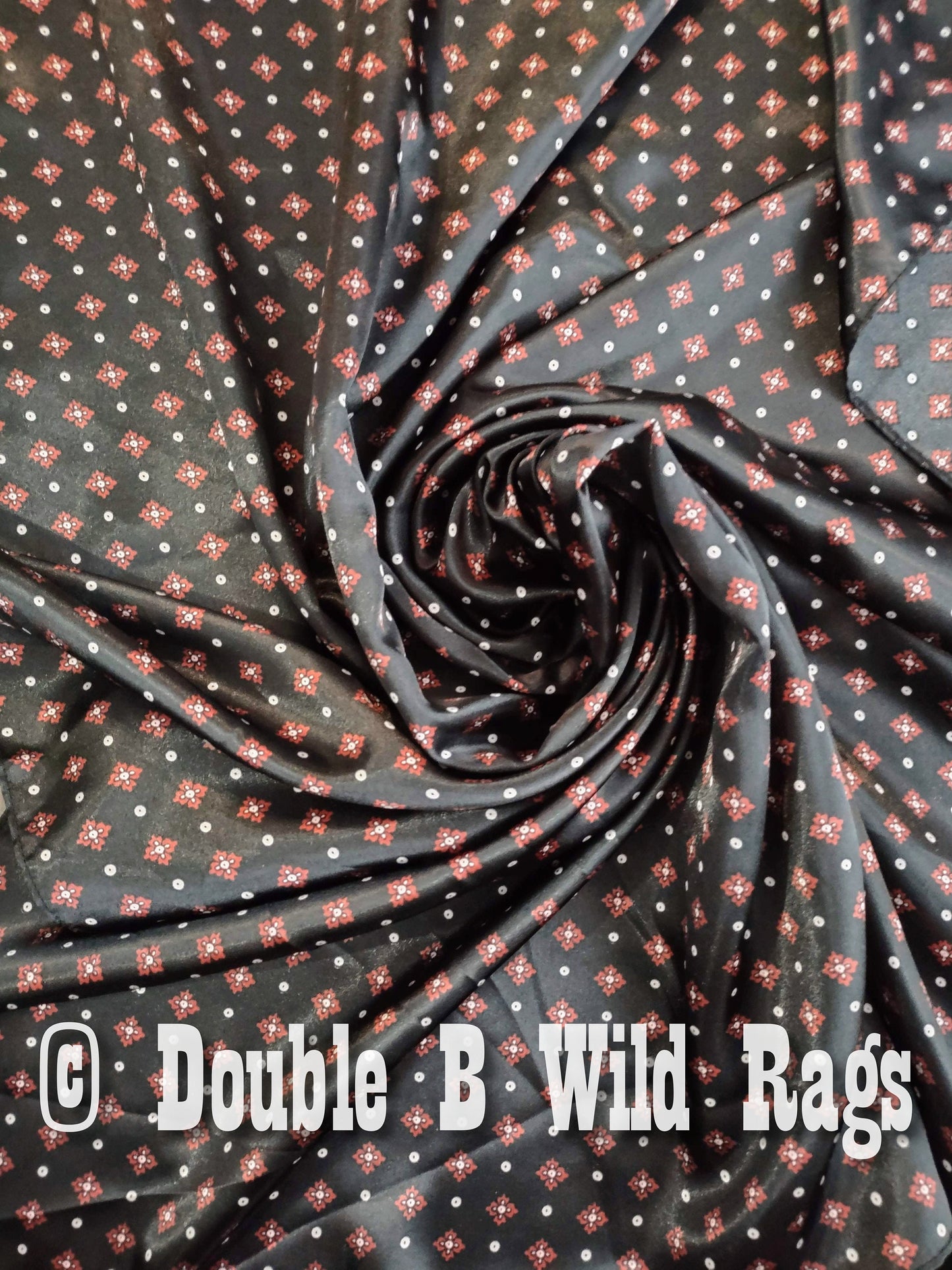 WILD RAG MISC 438 Black with Red Motif Cowboy Western Neck Scarf Bandanna by Double B Wild Rags