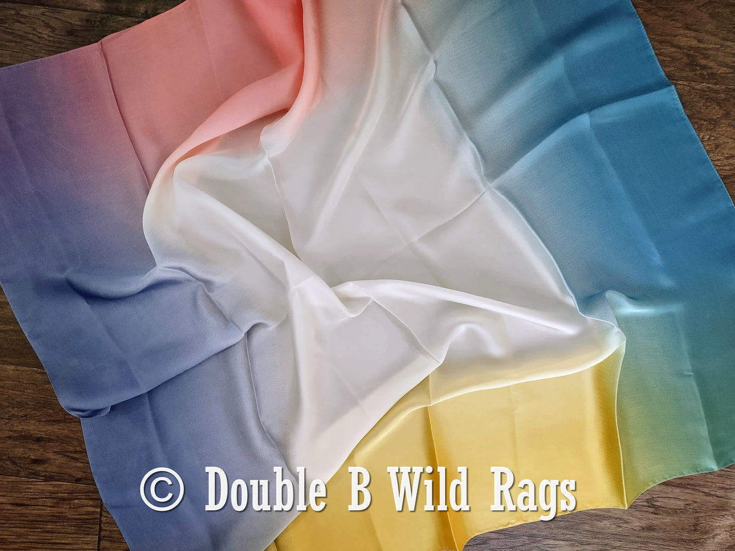 BARGAIN WILD RAG Ombre Blue Pink Yellow and Purple by Double B Wild Rags Bandana Western Neck Scarf Neckerchief