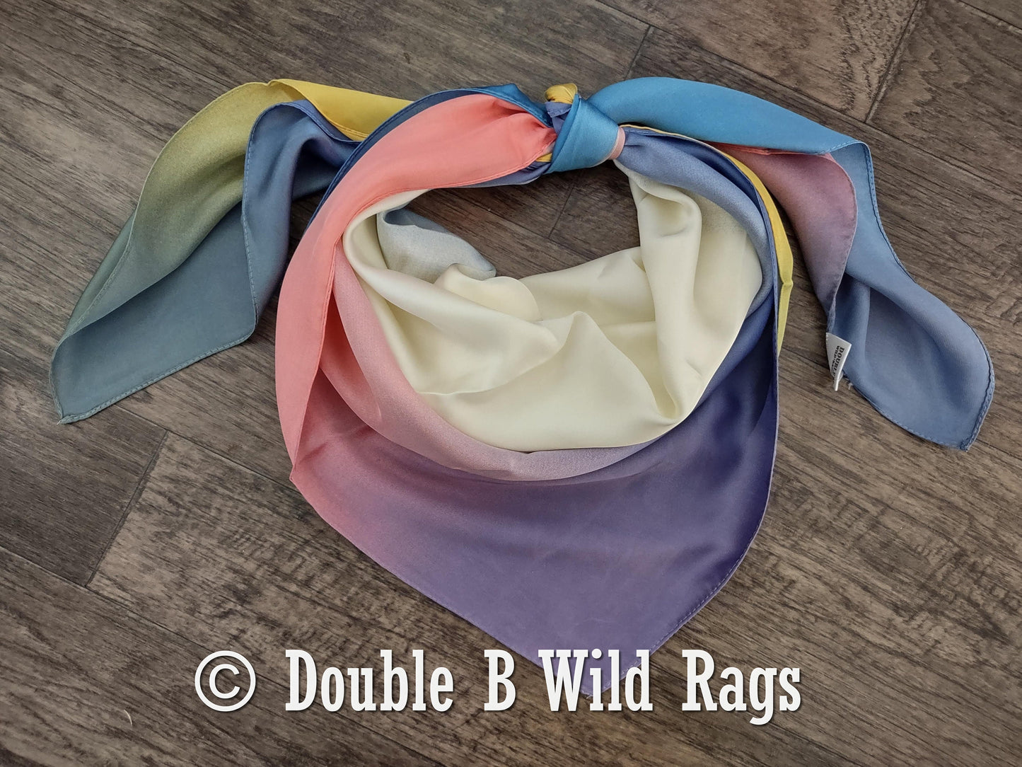 BARGAIN WILD RAG Ombre Blue Pink Yellow and Purple by Double B Wild Rags Bandana Western Neck Scarf Neckerchief