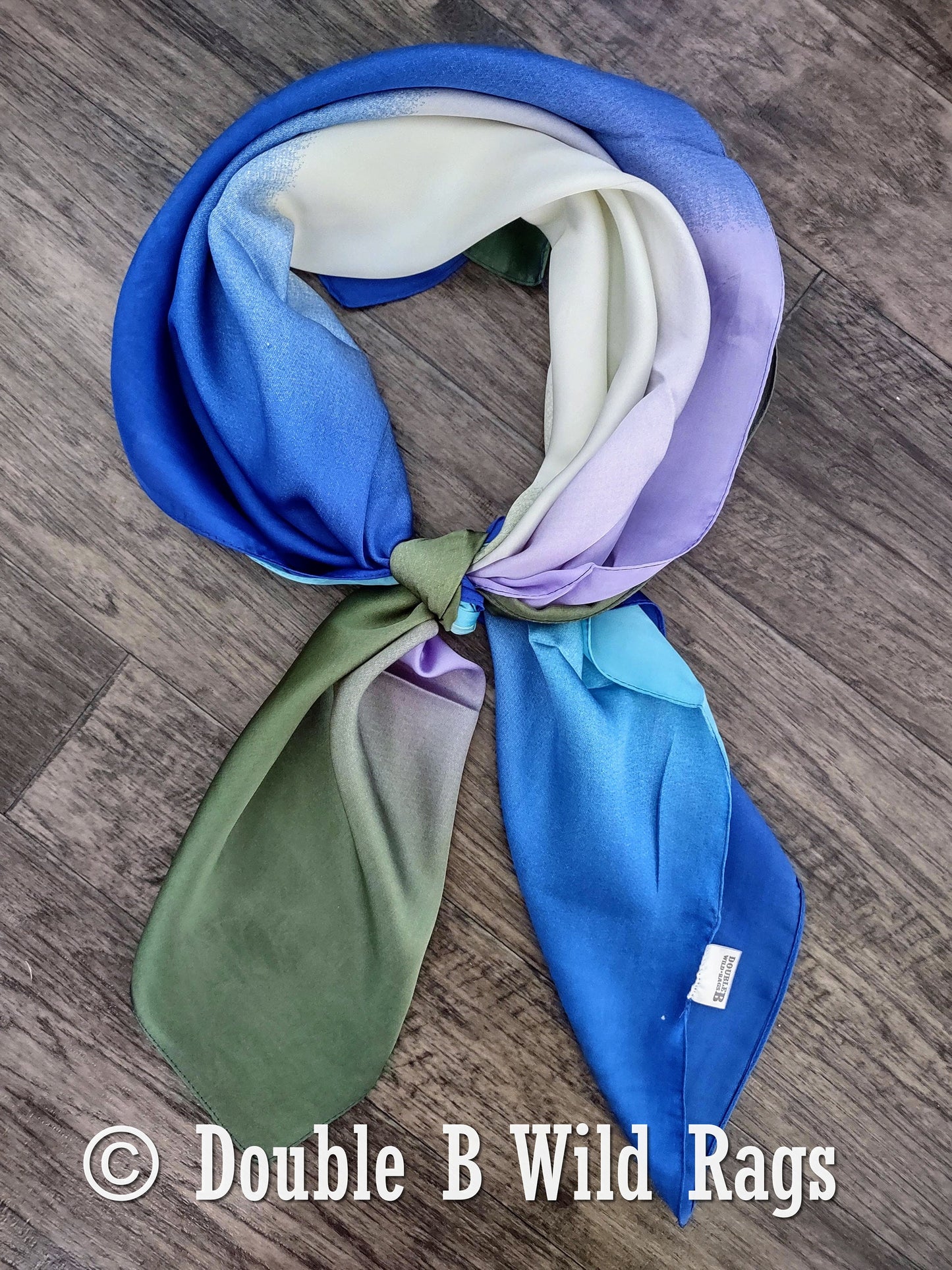 BARGAIN WILD RAG Ombre Dark Blue Purple and Green by Double B Wild Rags Bandana Western Neck Scarf Neckerchief