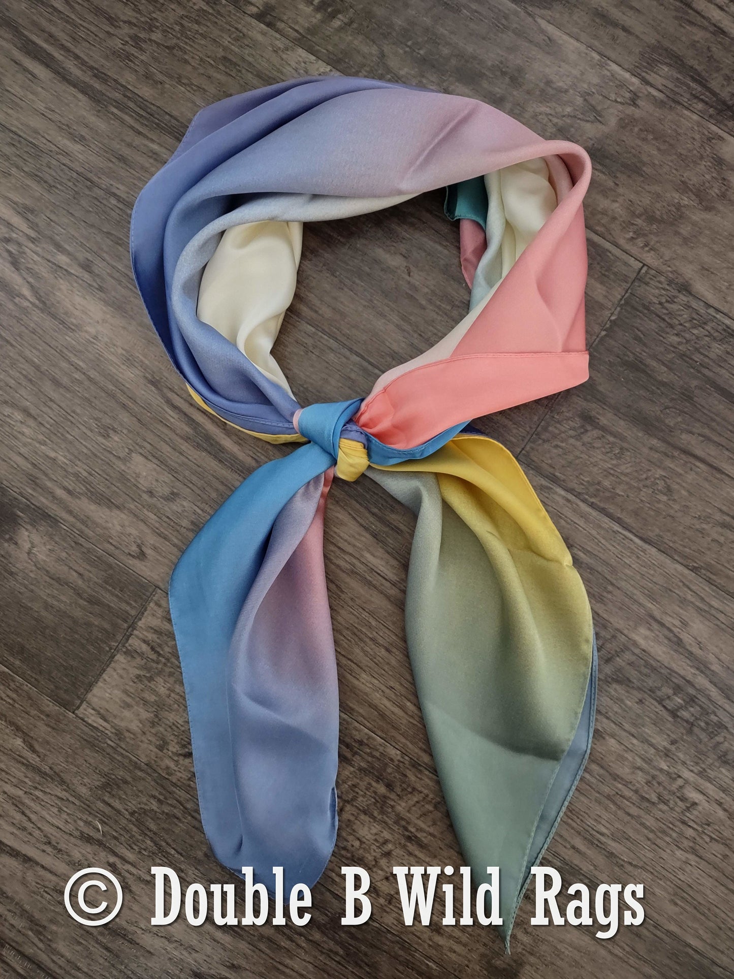 BARGAIN WILD RAG Ombre Blue Pink Yellow and Purple by Double B Wild Rags Bandana Western Neck Scarf Neckerchief