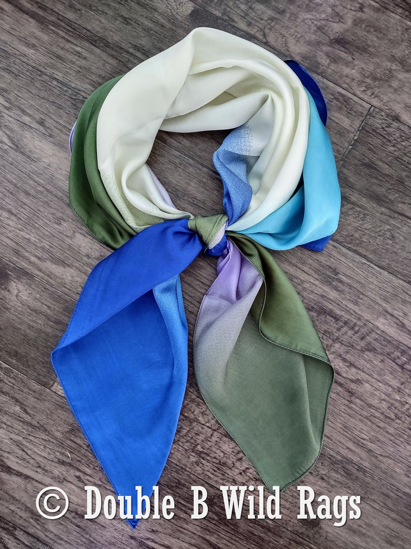 BARGAIN WILD RAG Ombre Dark Blue Purple and Green by Double B Wild Rags Bandana Western Neck Scarf Neckerchief