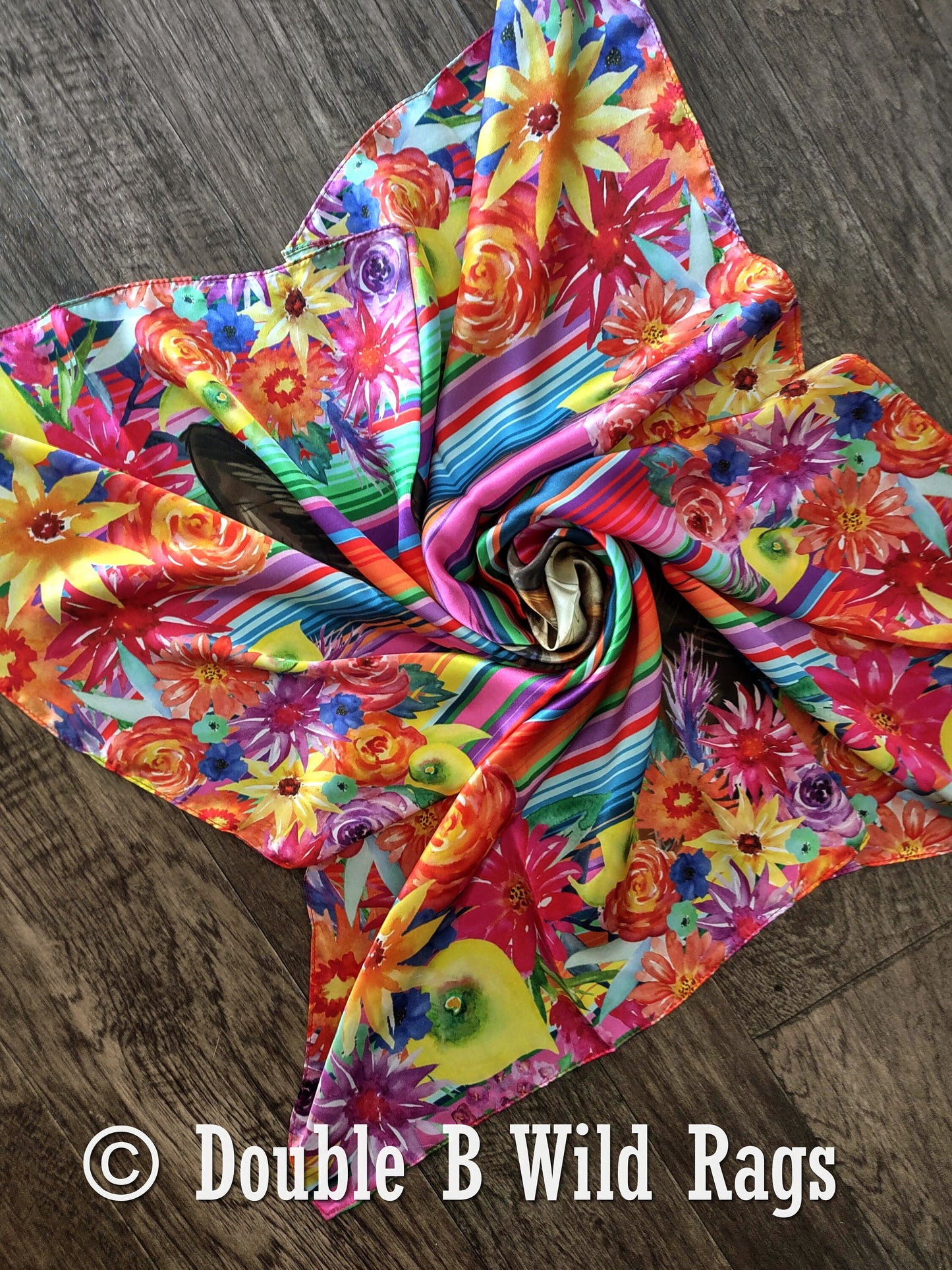 Wild Rag 100% Silk Fiesta Serape Donkey Burro Floral Border Cowboy Western Neck Scarf Bandanna by Double B Wild Rags