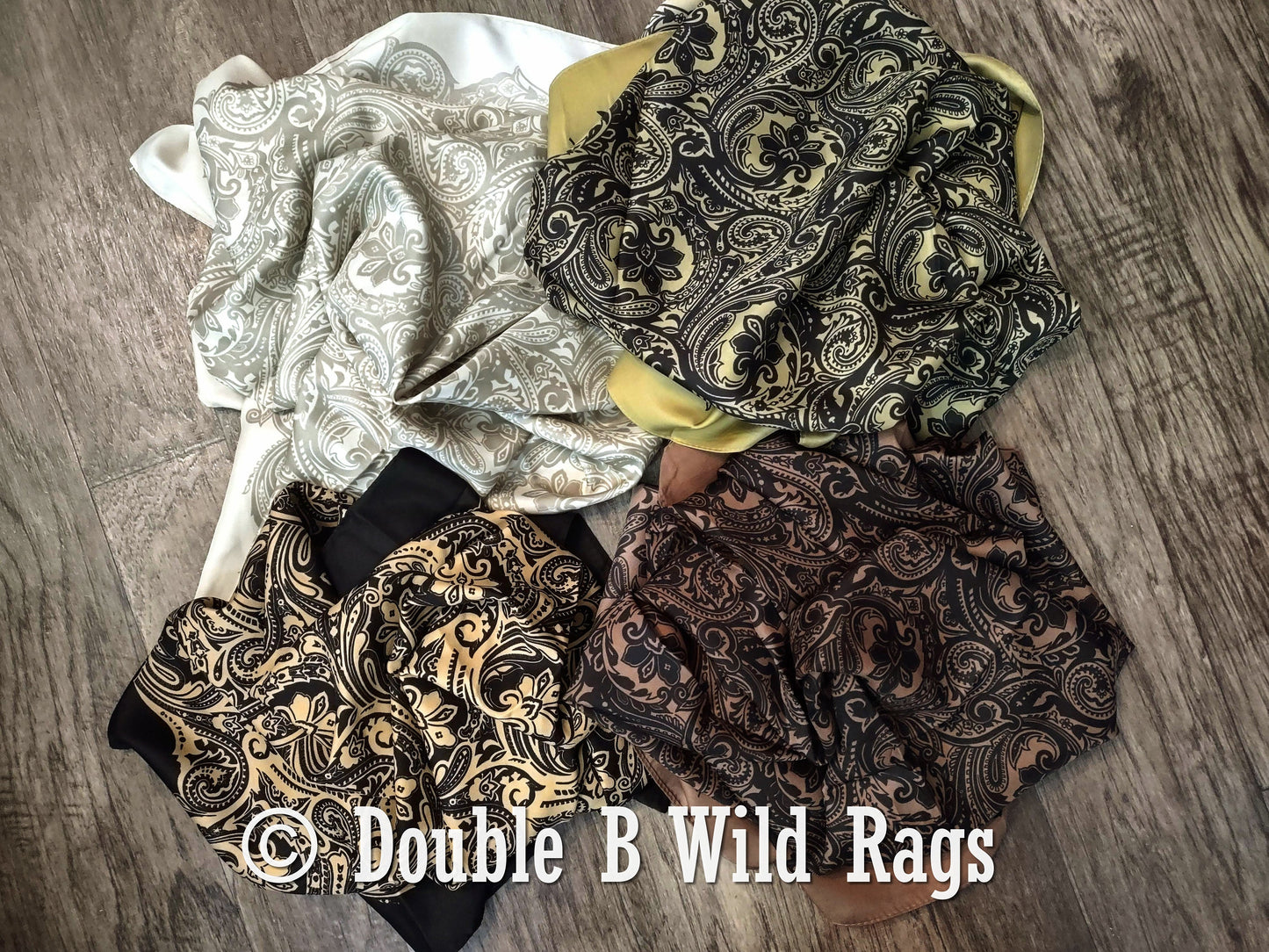 Wild Rag BARGAIN CORNER BC1140 Cowboy Floral Black and Light Green Western Neck Scarf by Double B Wild Rags