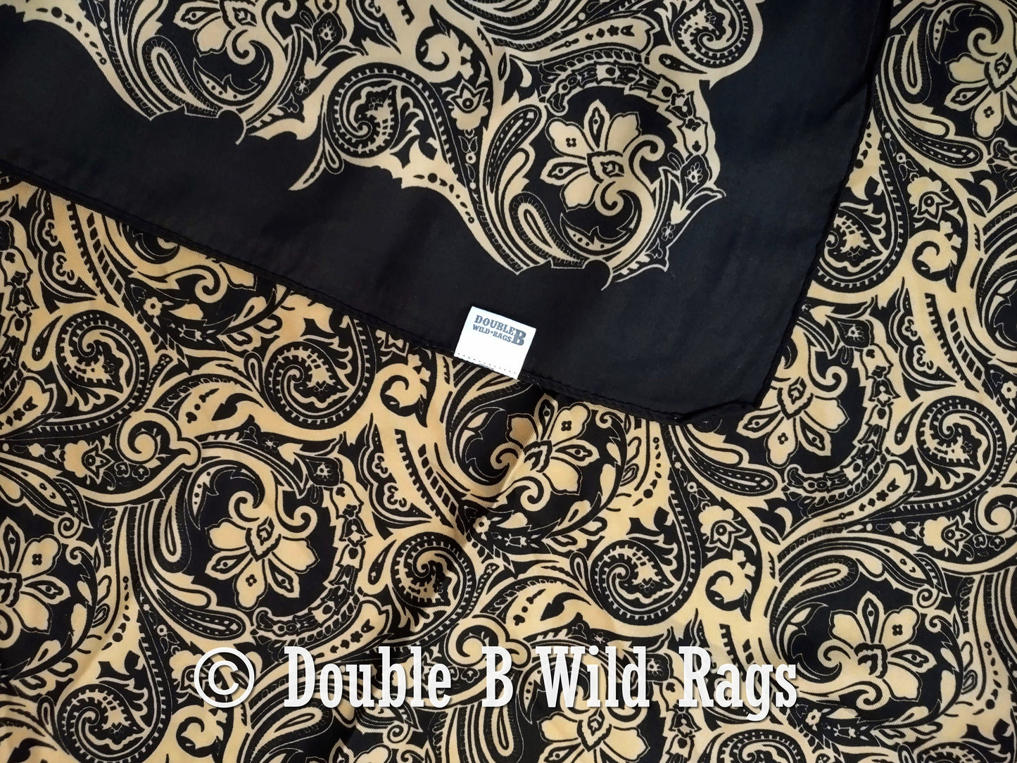 Wild Rag BARGAIN CORNER BC1141 Cowboy Floral Black and Camel Western Neck Scarf by Double B Wild Rags