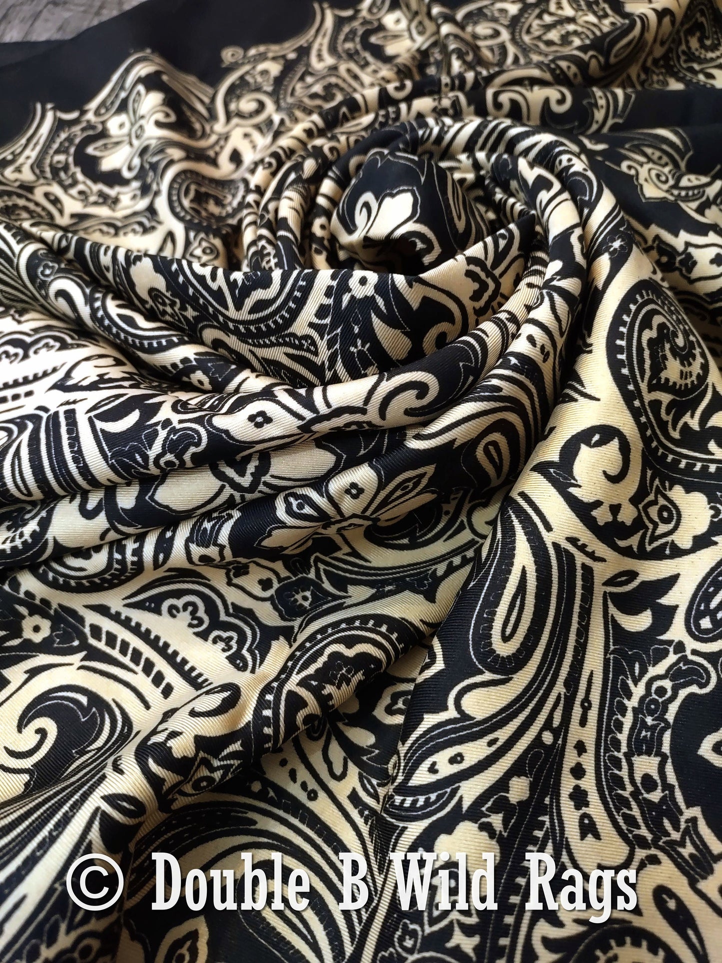 Wild Rag BARGAIN CORNER BC1141 Cowboy Floral Black and Camel Western Neck Scarf by Double B Wild Rags