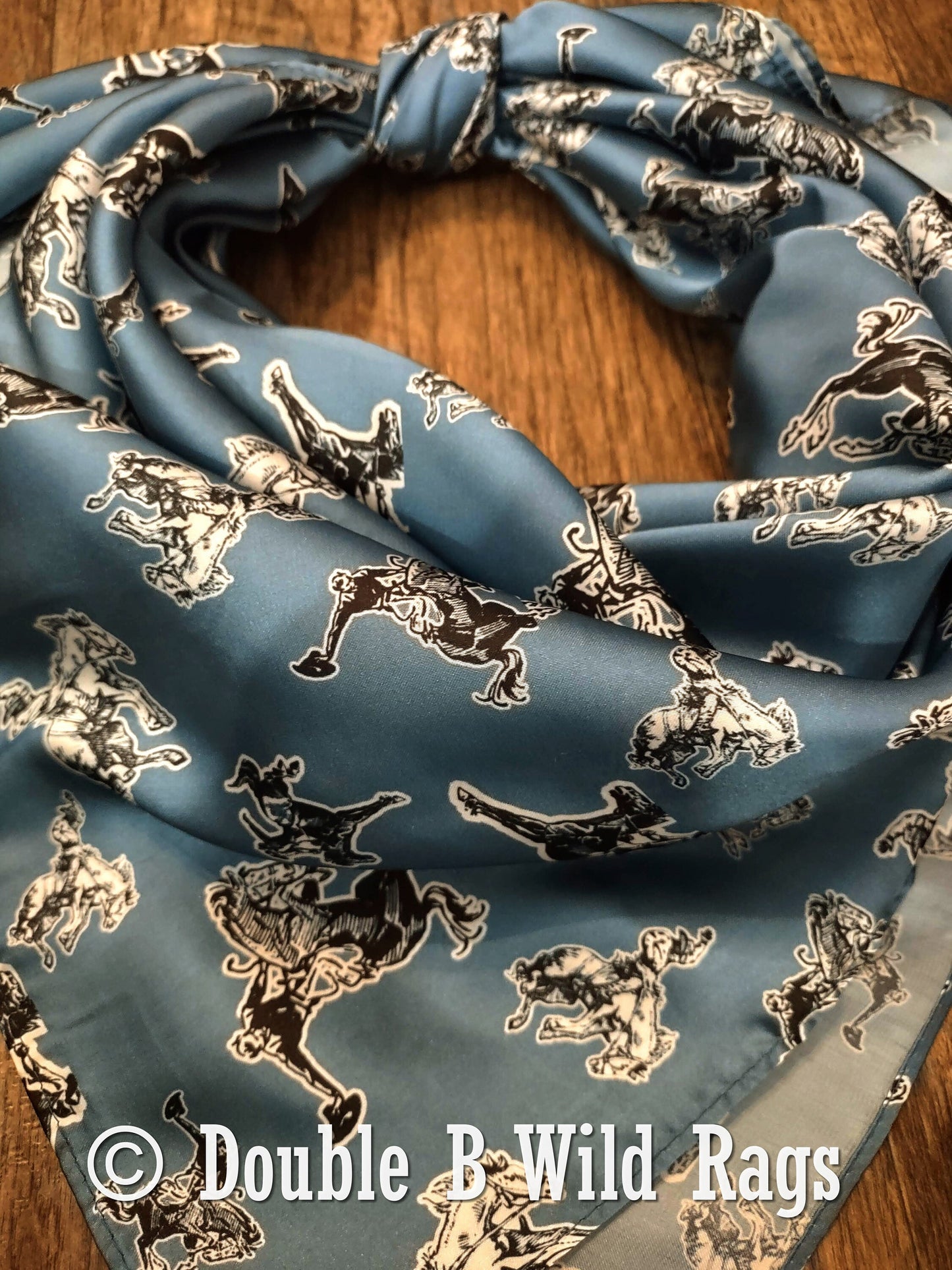 Wild Rag MISC 438 Bronc on Blue Cowboy Western Neck Scarf Bandanna by Double B Wild Rags