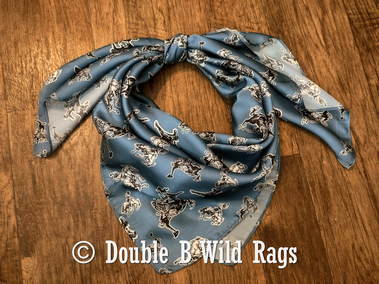 Wild Rag MISC 438 Bronc on Blue Cowboy Western Neck Scarf Bandanna by Double B Wild Rags