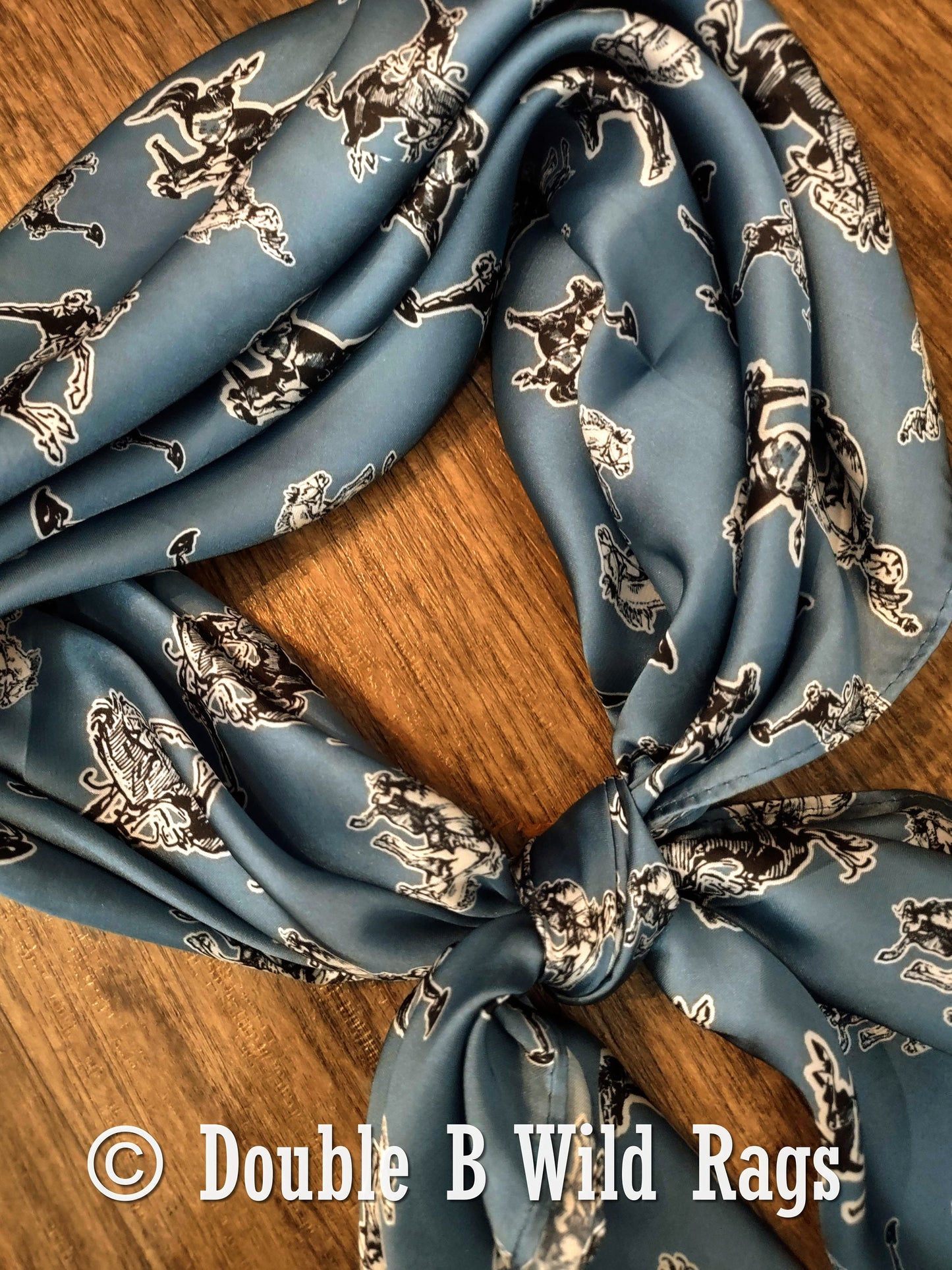 Wild Rag MISC 438 Bronc on Blue Cowboy Western Neck Scarf Bandanna by Double B Wild Rags
