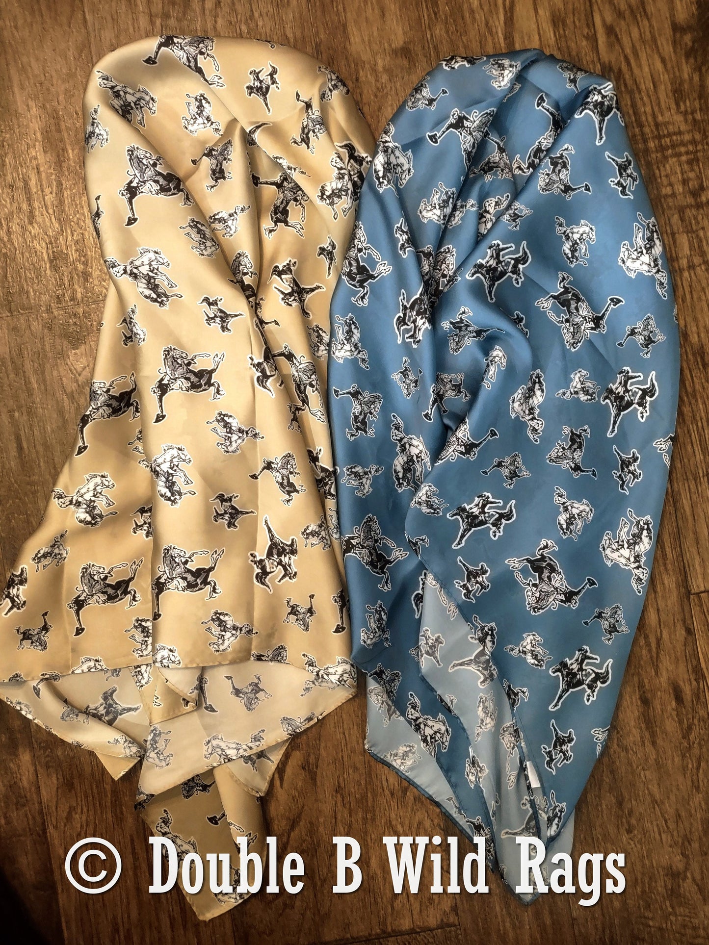 Wild Rag MISC 438 Bronc on Blue Cowboy Western Neck Scarf Bandanna by Double B Wild Rags