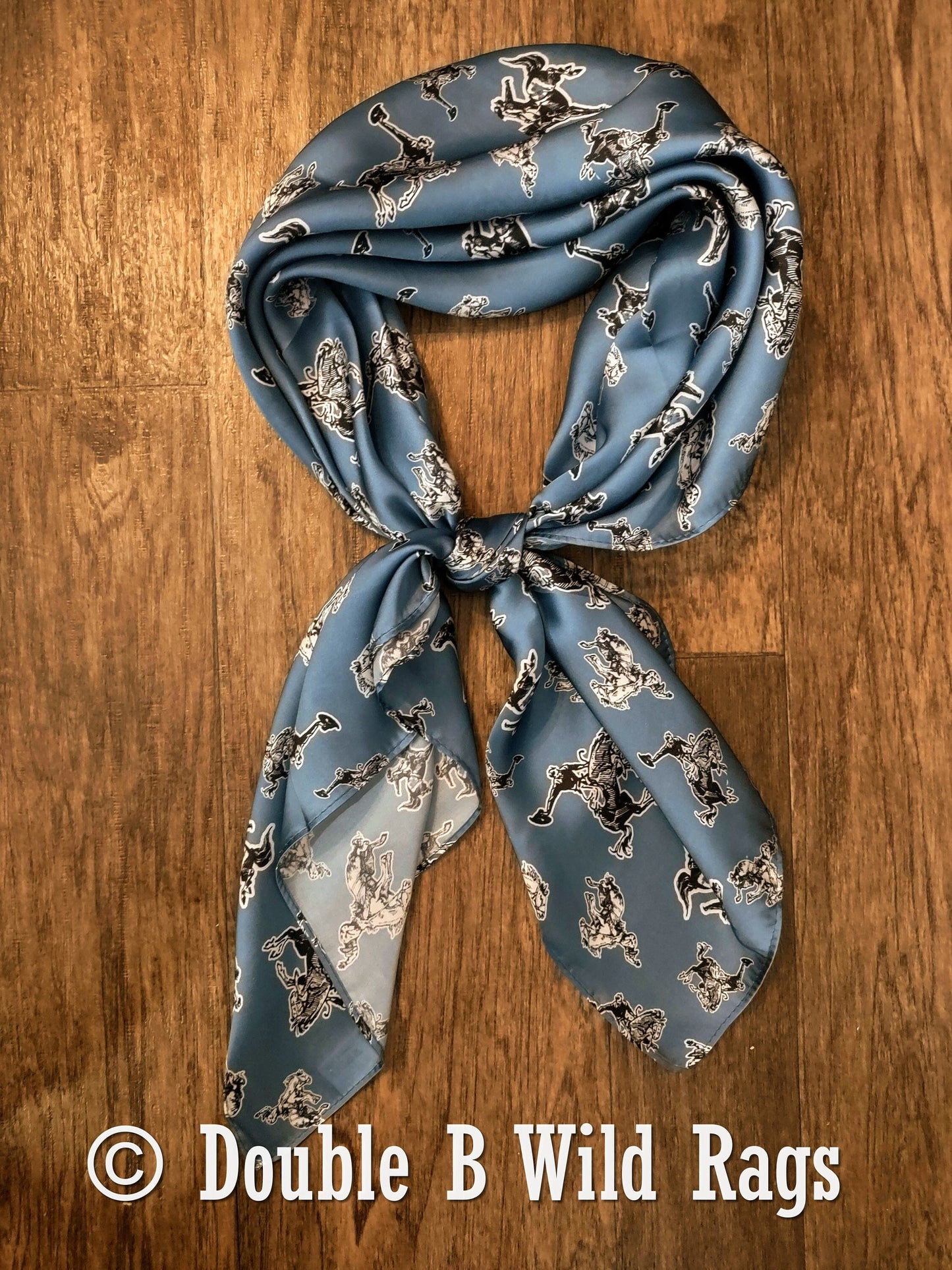 Wild Rag MISC 438 Bronc on Blue Cowboy Western Neck Scarf Bandanna by Double B Wild Rags