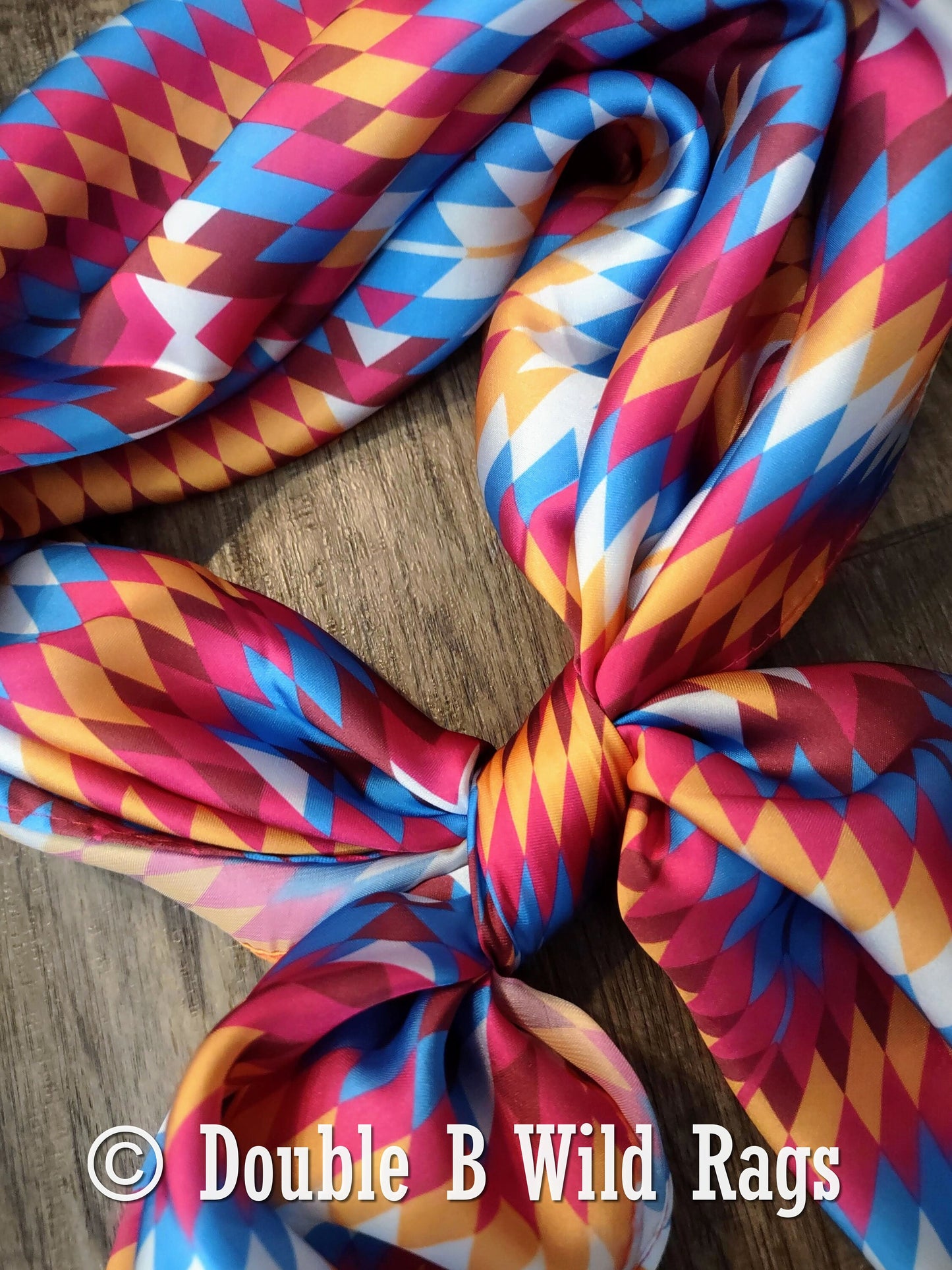 Wild Rag Fuchsia Orange Blue Aztec Cowboy Western Neck Scarf Bandanna by Double B Wild Rags